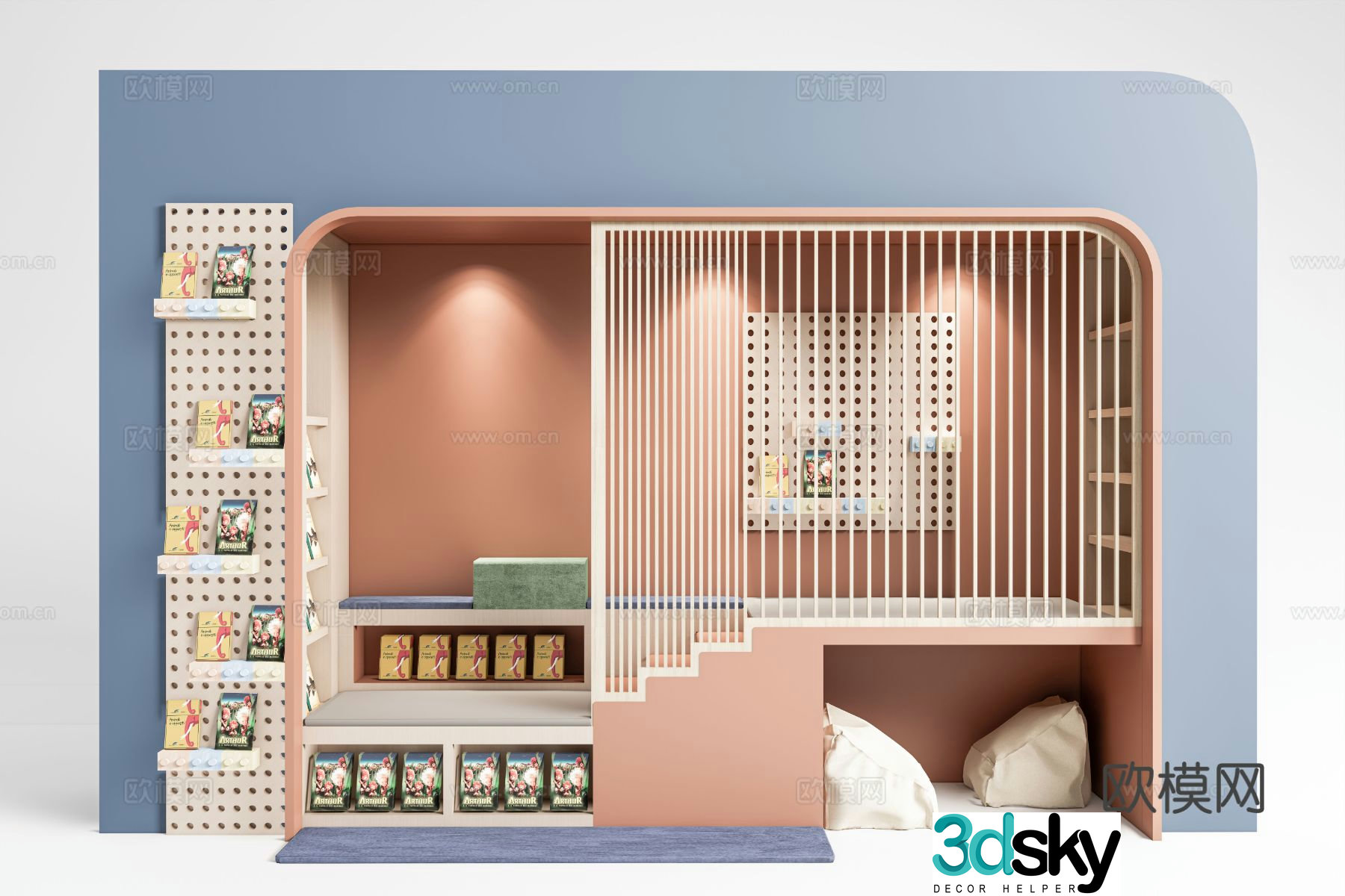 Creative bookcase bookshelf 3d model