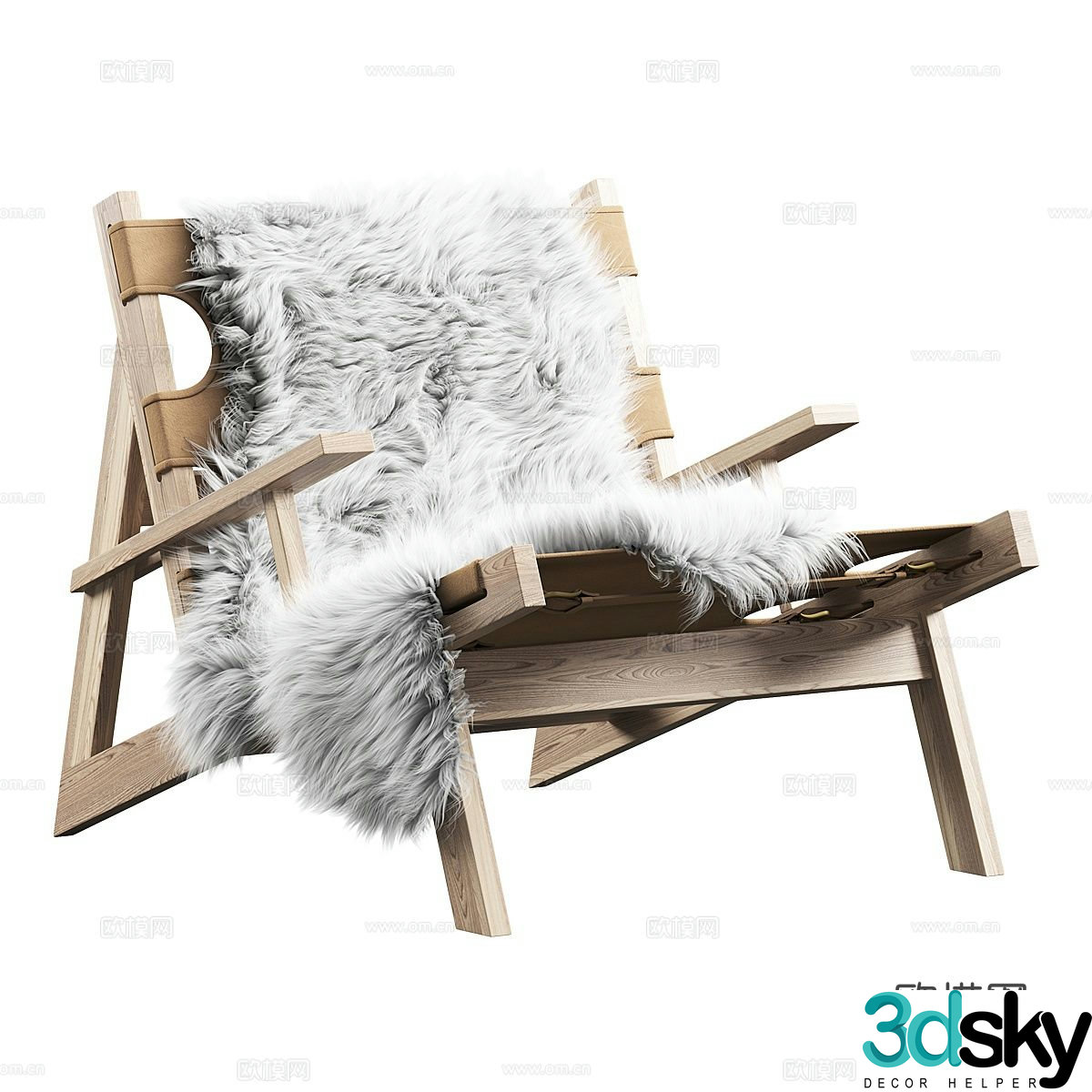 Wabi Sabi Plush Chair Leisure Chair 3D Model