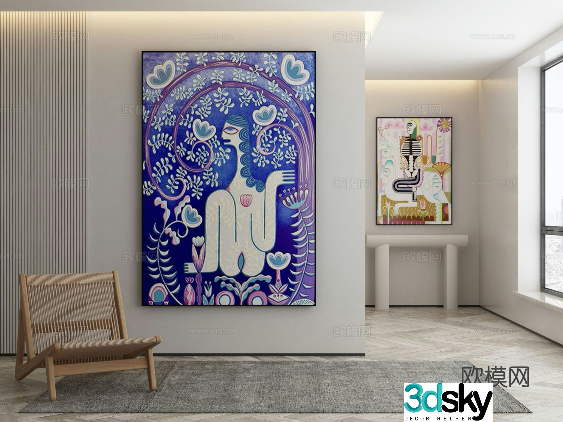 Modern abstract painting art painting decorative painting 3d model