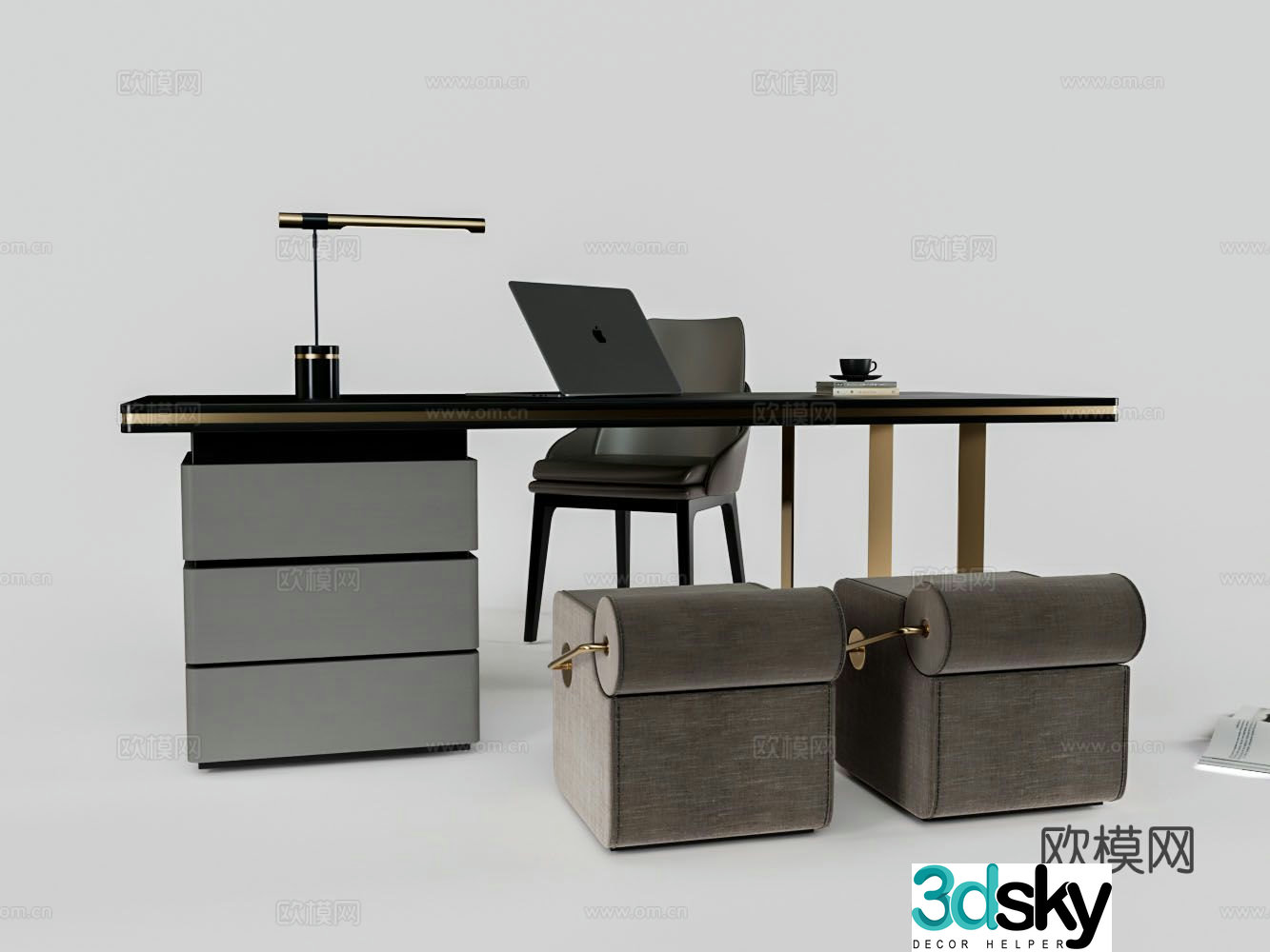 modern desk writing desk 3d model