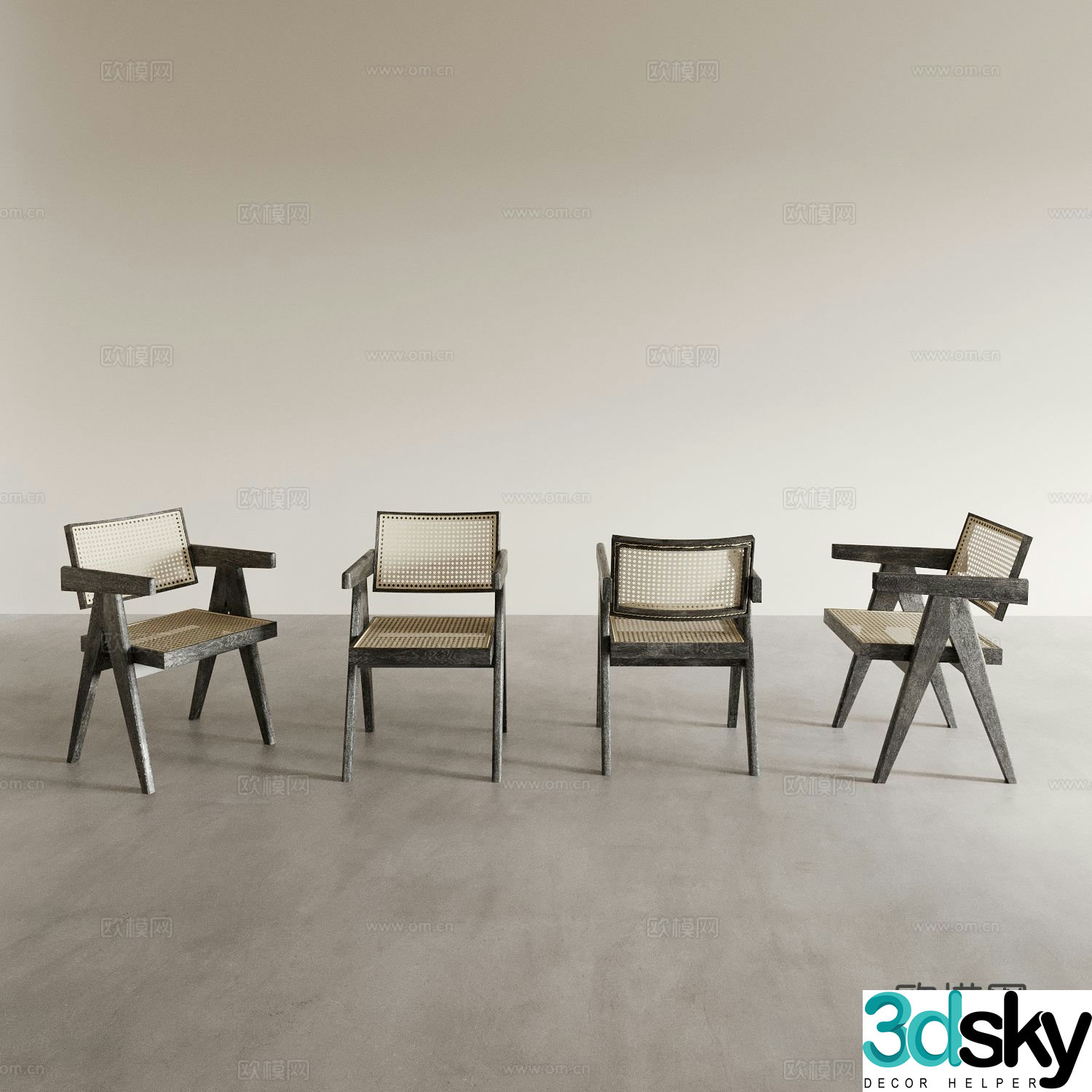 Wabi-sabi chair rattan leisure chair 3d model