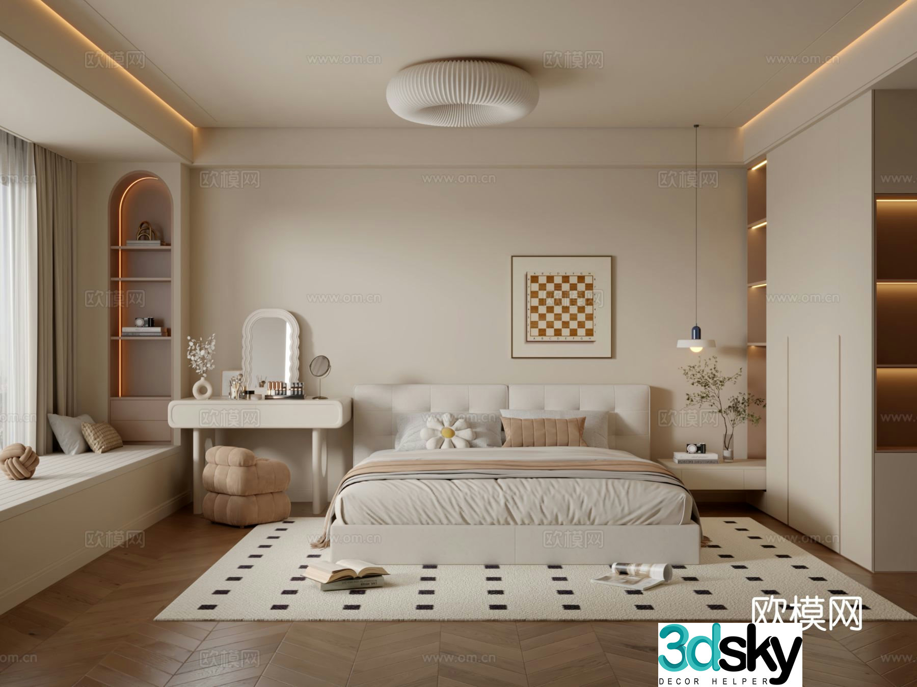 Cream style bedroom master bedroom 3d model