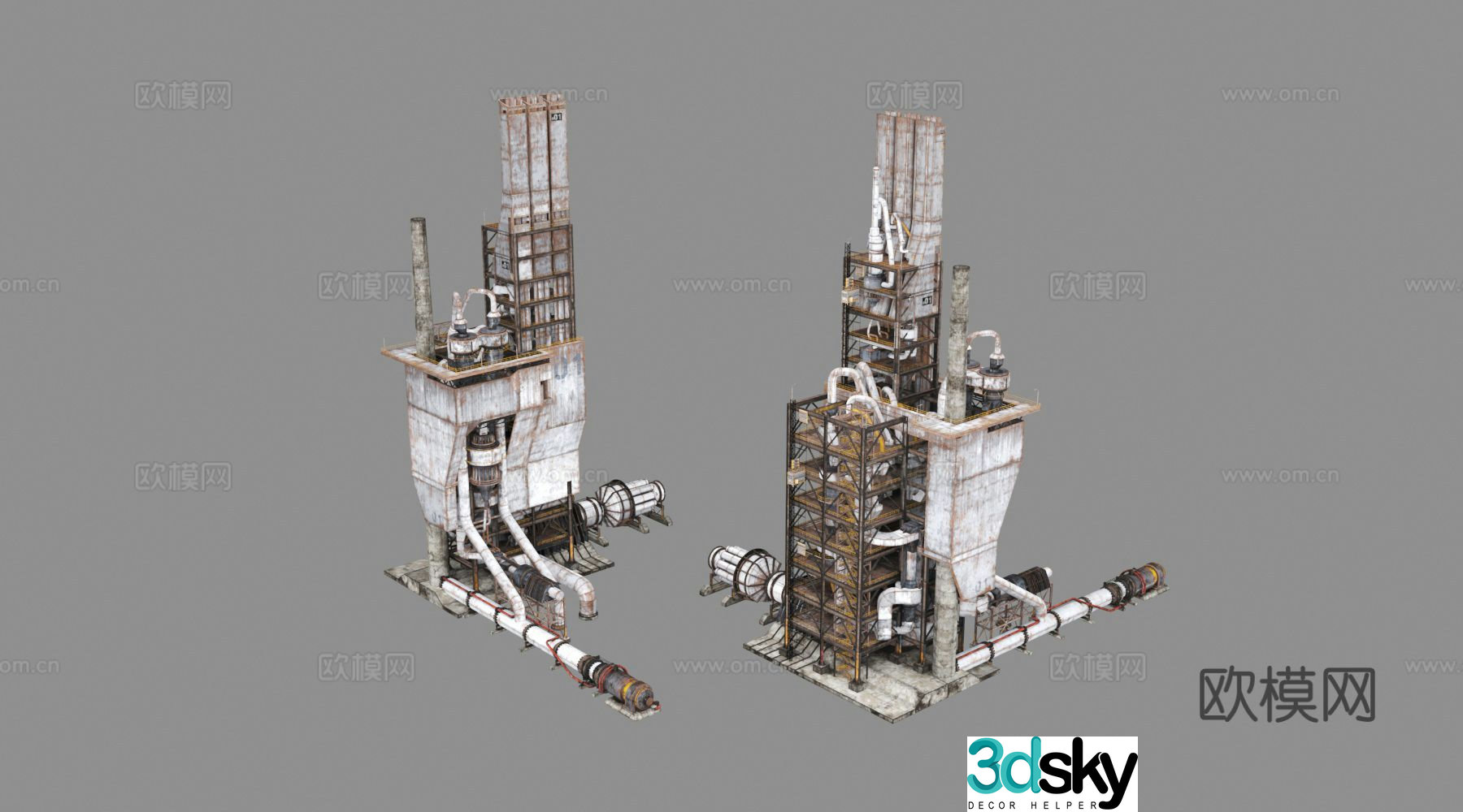 Chemical plant equipment pump parts 3d model