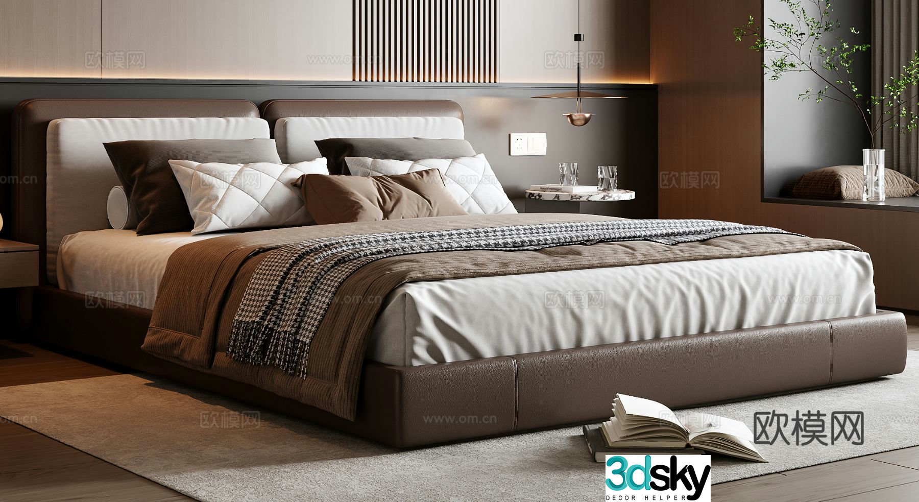 Italian double bed 3d model