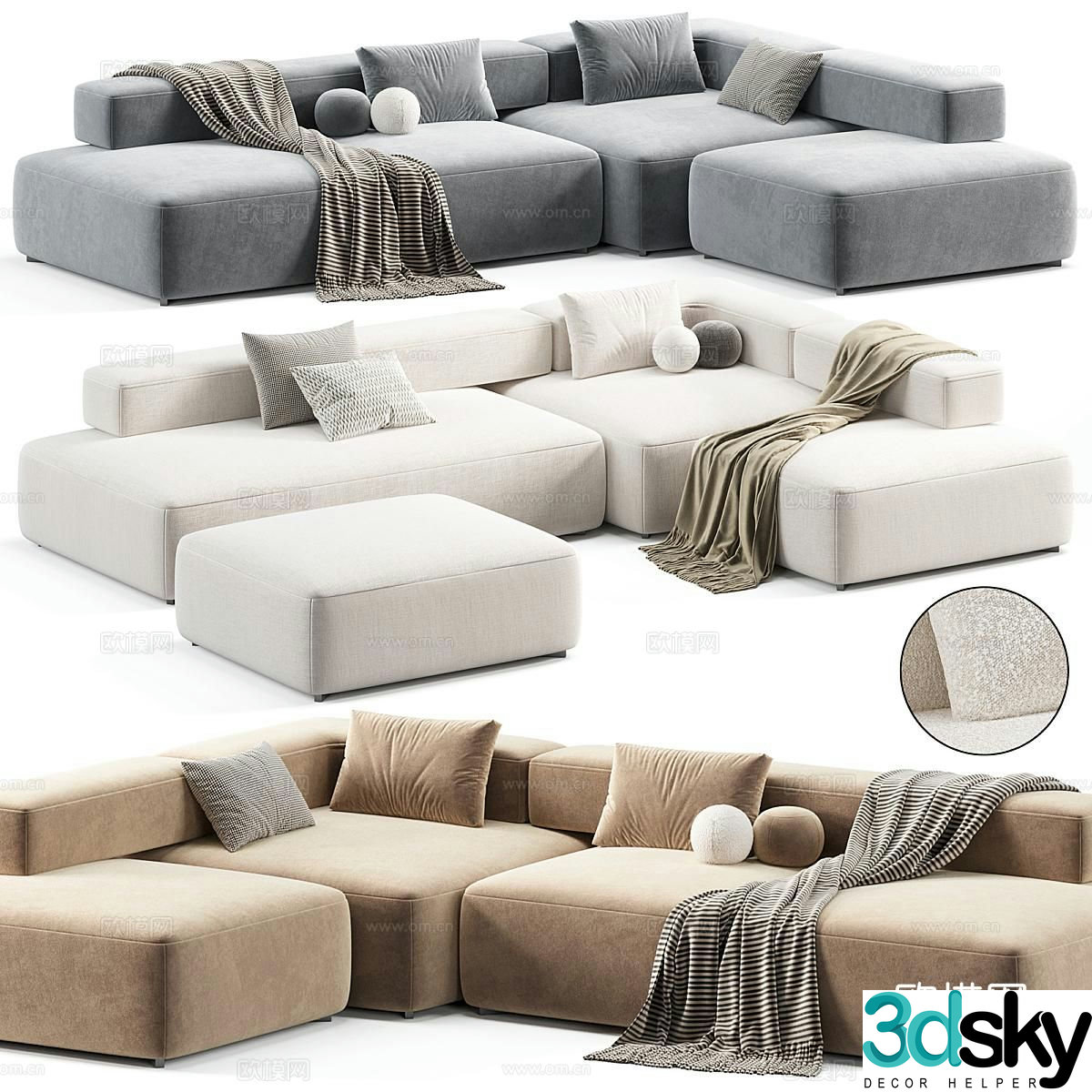 Alphabet multi-seater sofa corner sofa 3d model