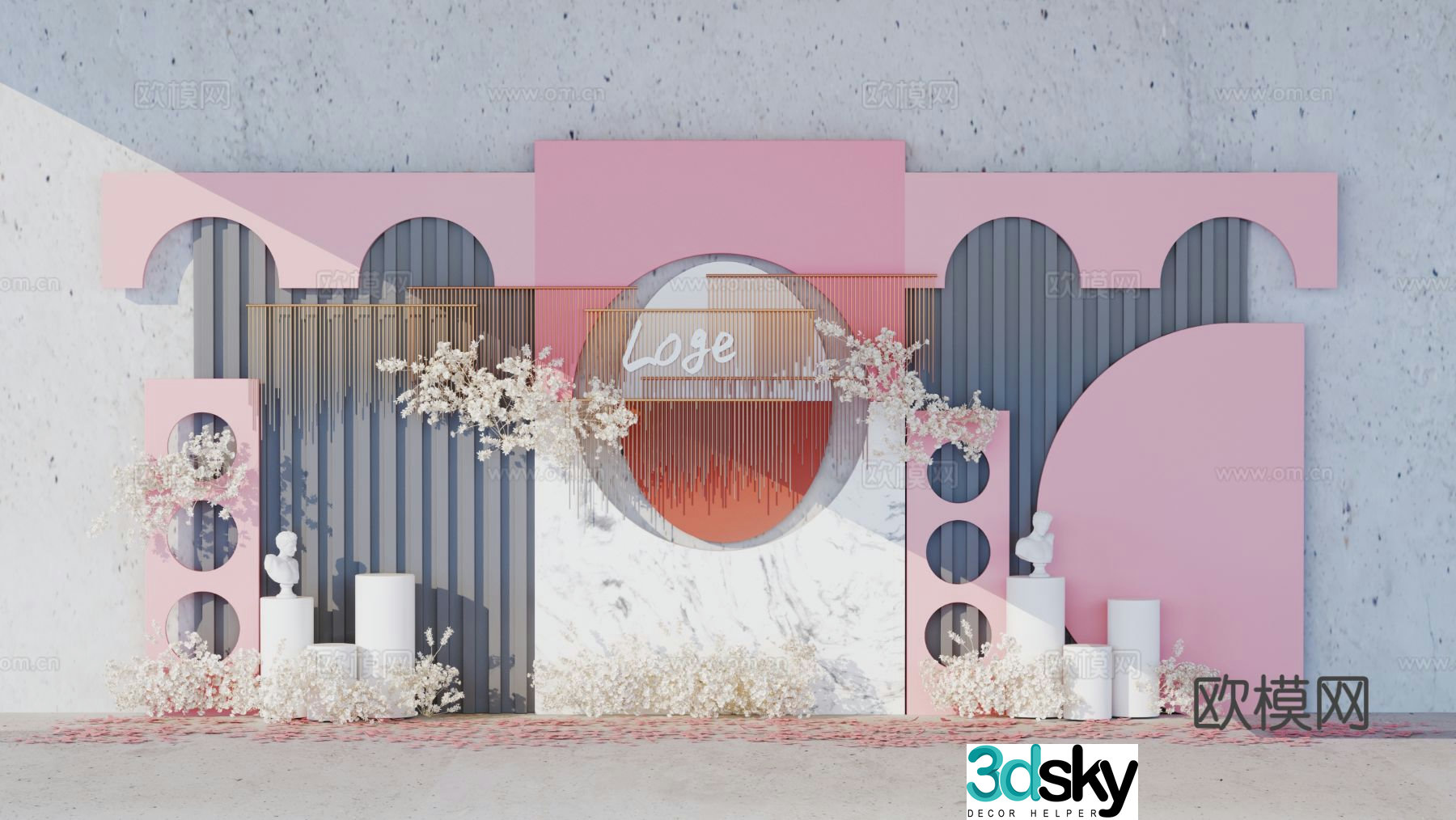 Commercial display photo wall check-in wall DP exhibition wall 3D model