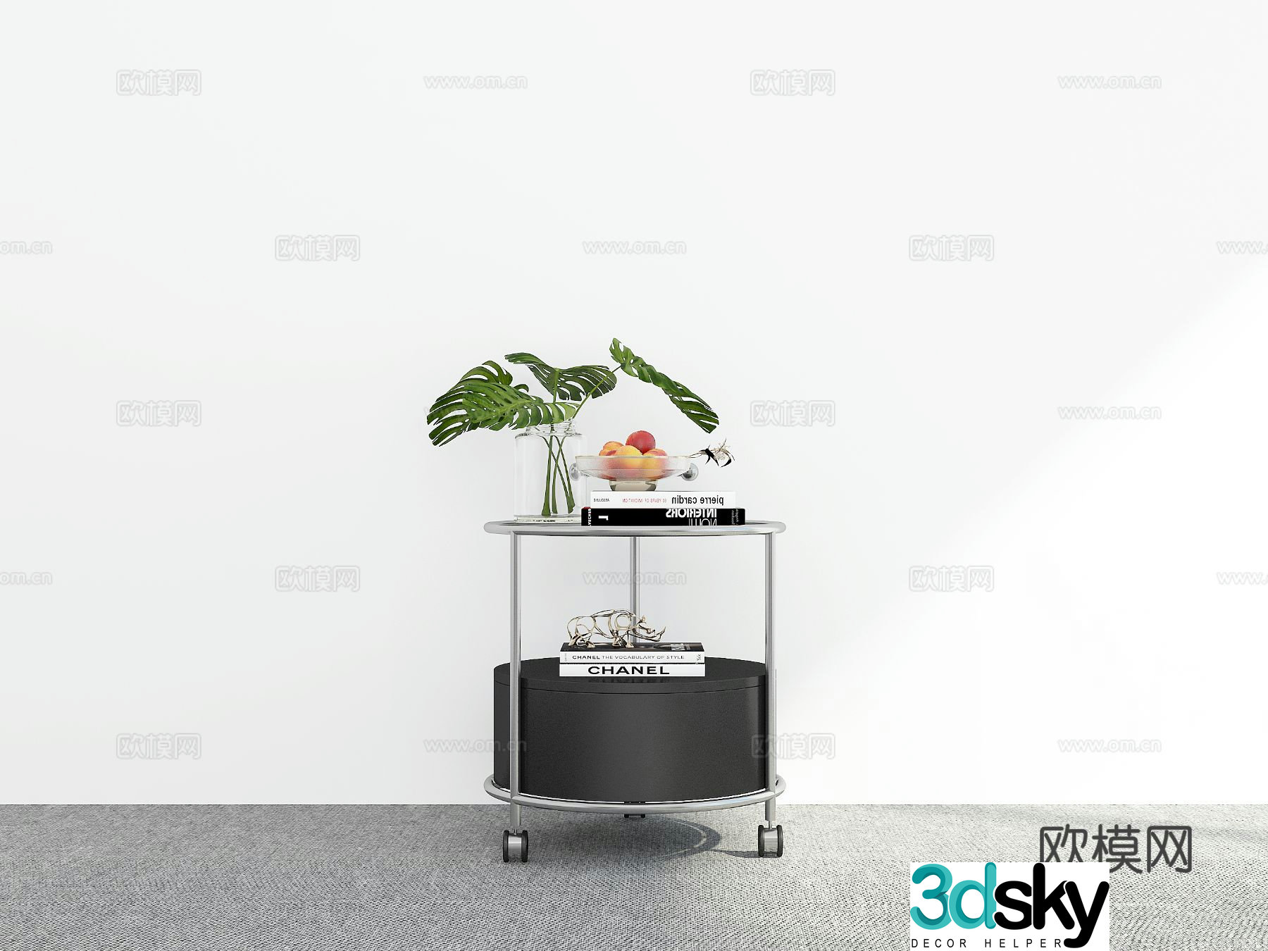 Modern trolley round table side table 3d model