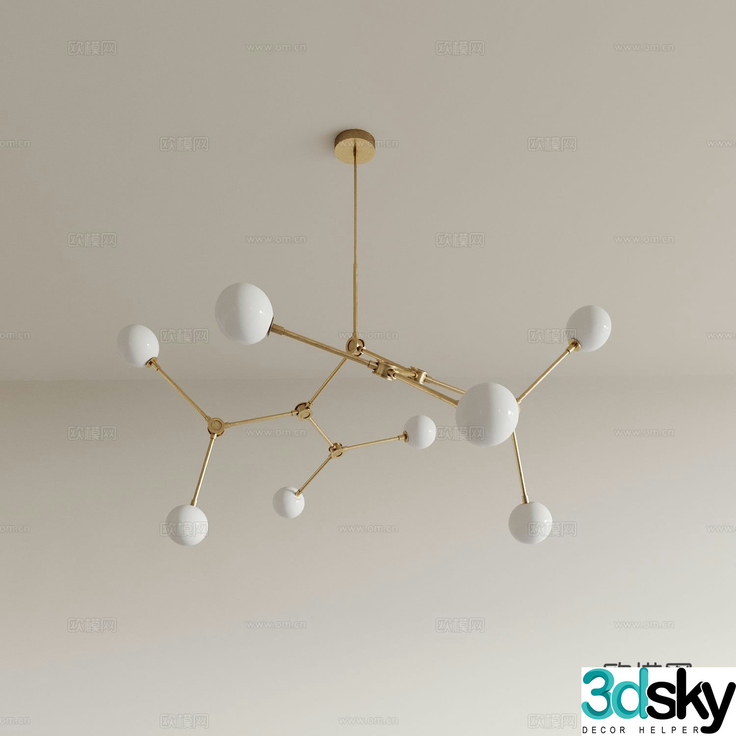 Light luxury chandelier restaurant chandelier 3d model