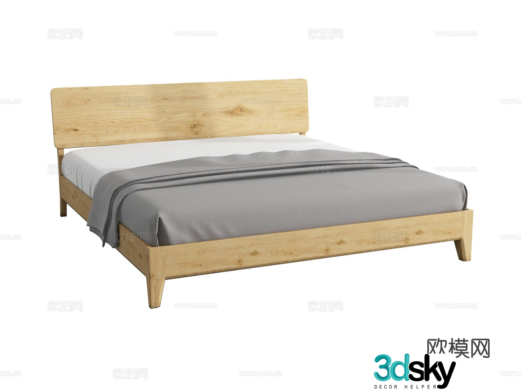 Modern double bed 3d model