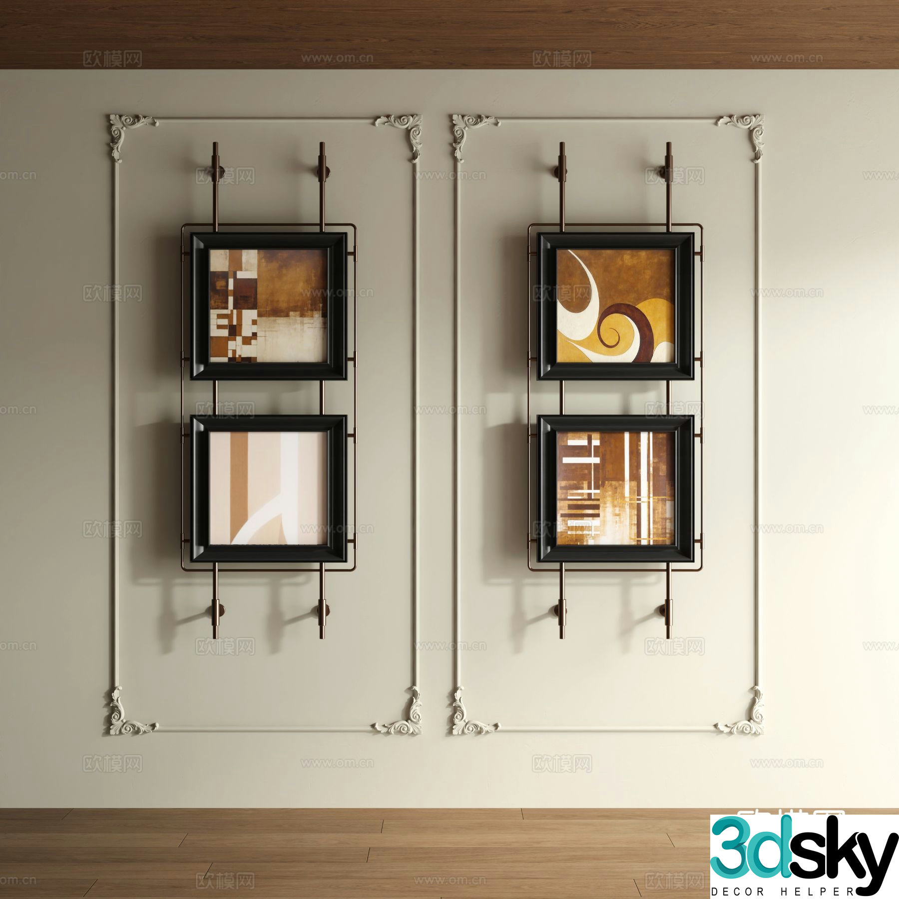 Modern abstract painting decorative painting 3d model