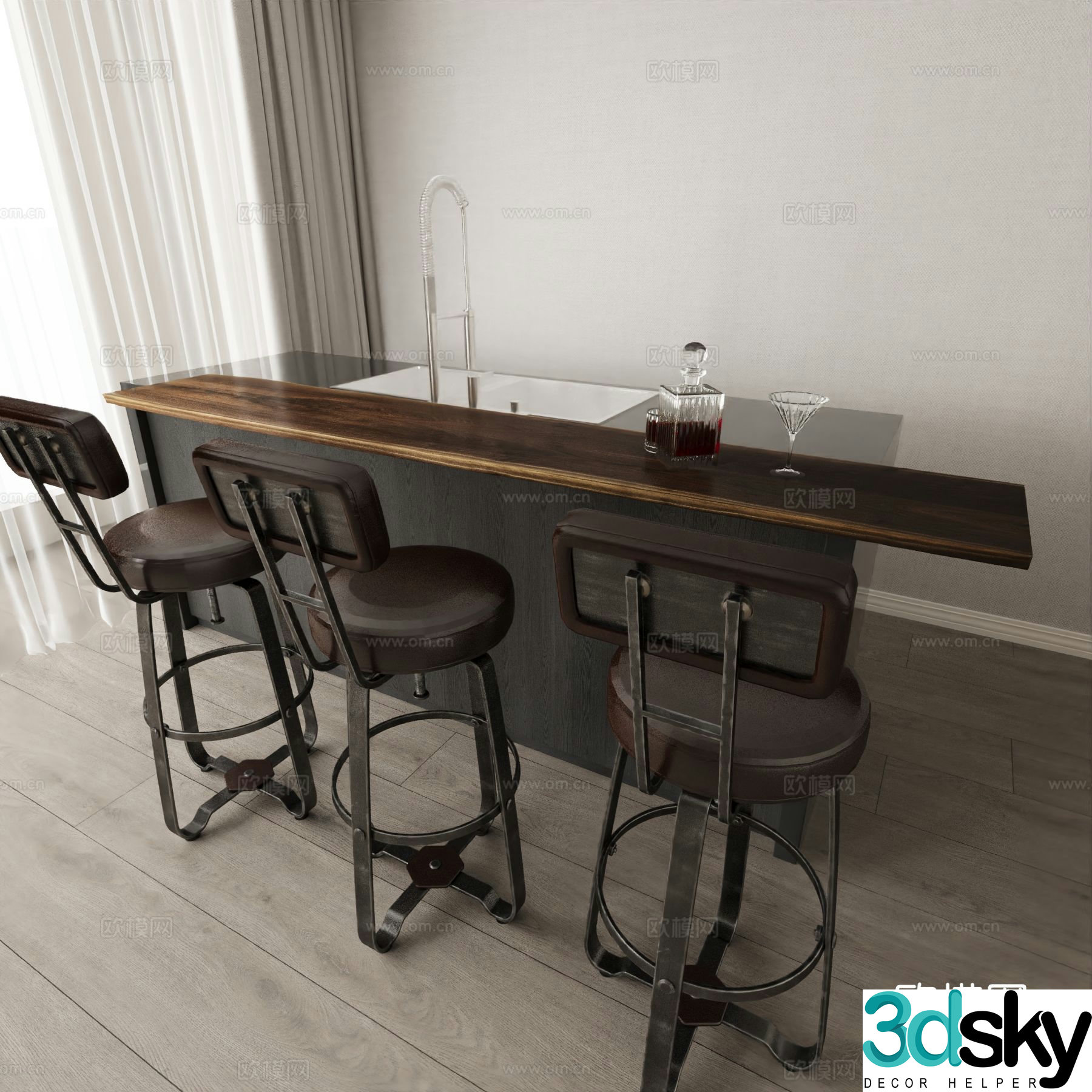 Medieval style bar water bar bar counter 3d model
