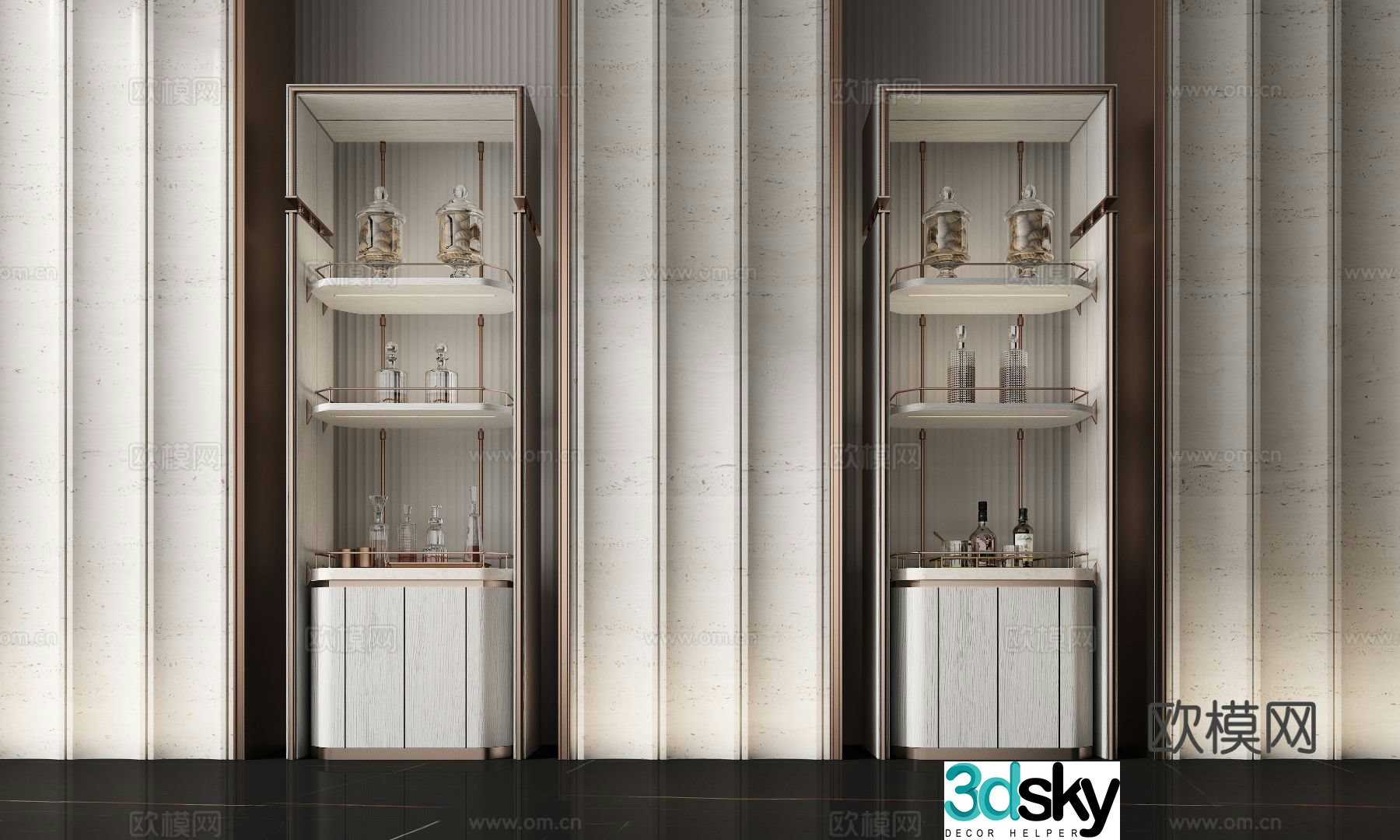 Light luxury wine cabinet 3D model