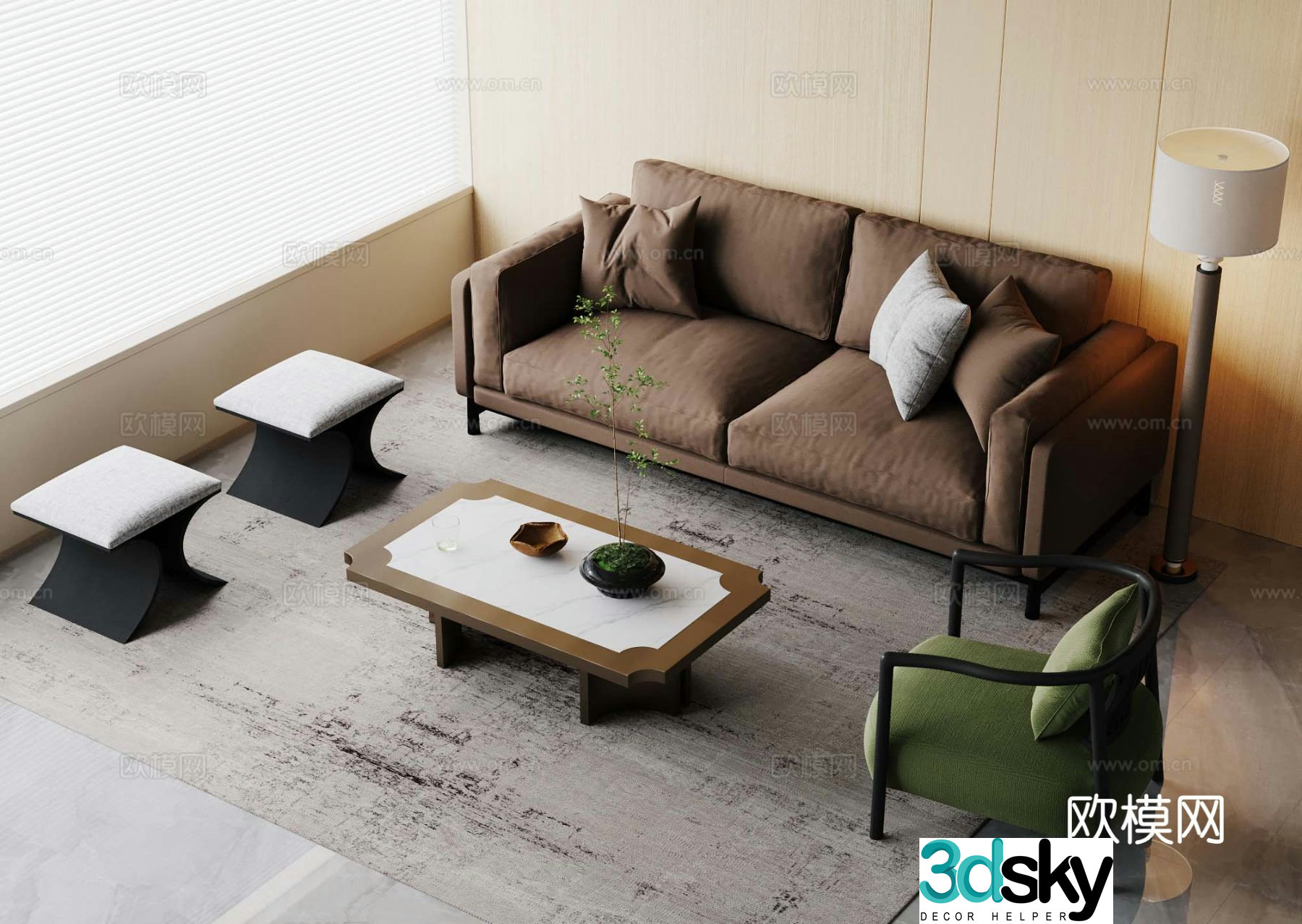 Medieval style modular sofa 3D model