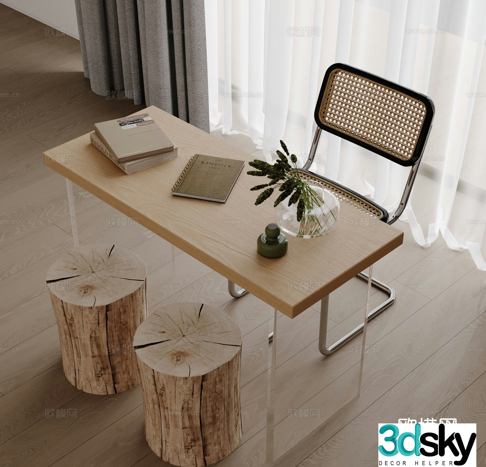 Wabi-sabi desk writing desk 3d model
