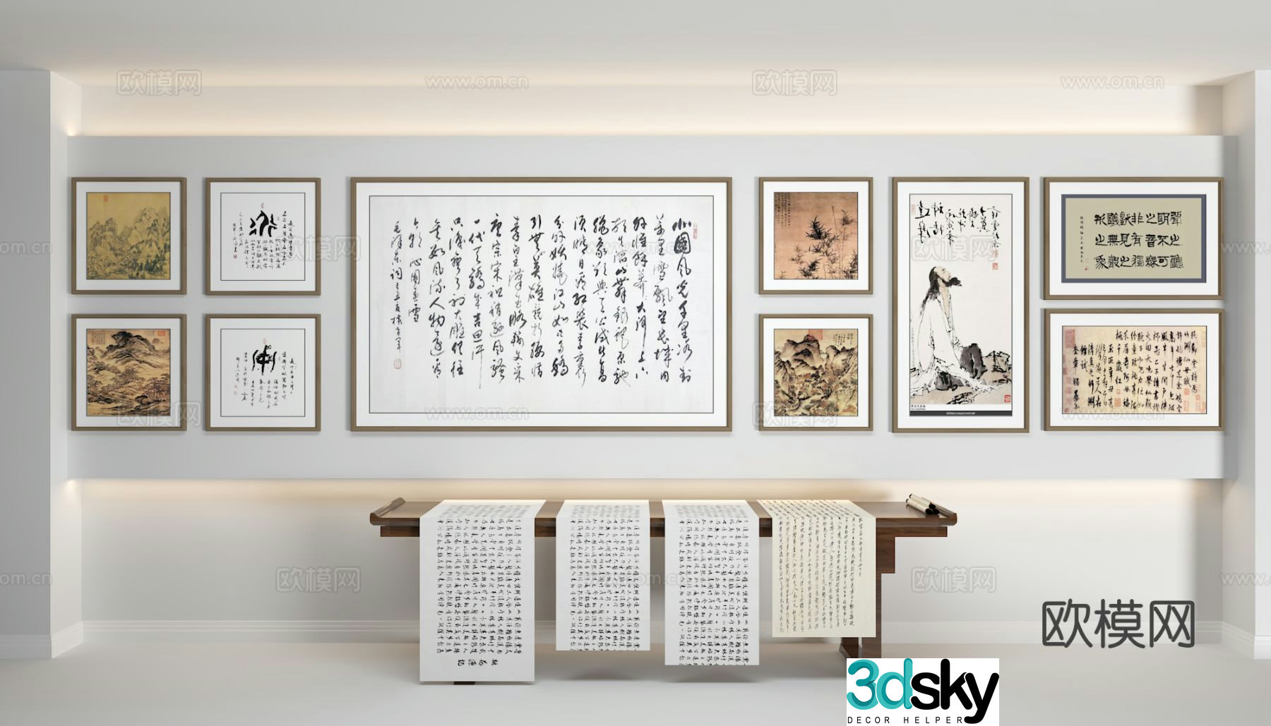 New Chinese calligraphy painting and calligraphy 3D model