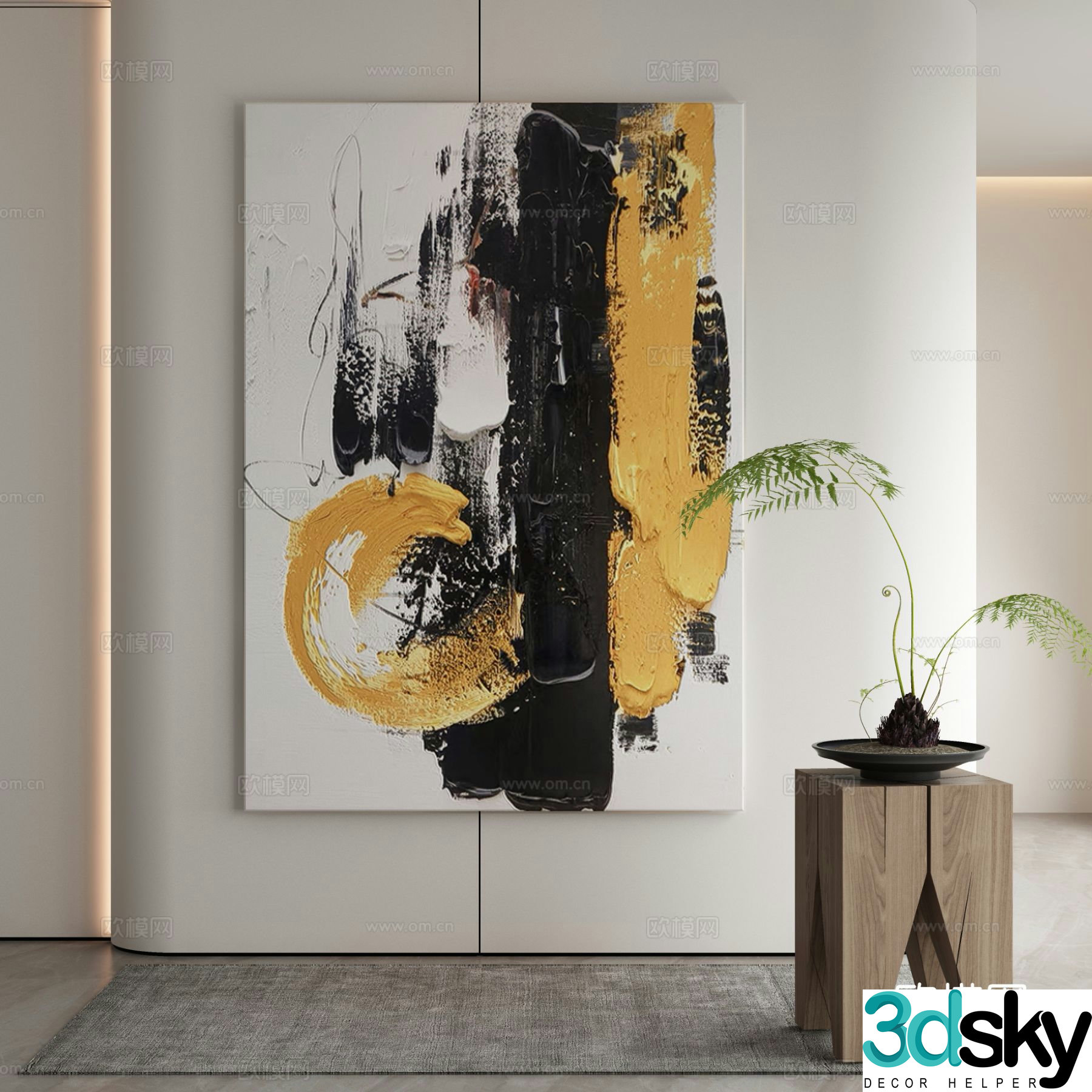 Modern texture painting decorative painting 3d model