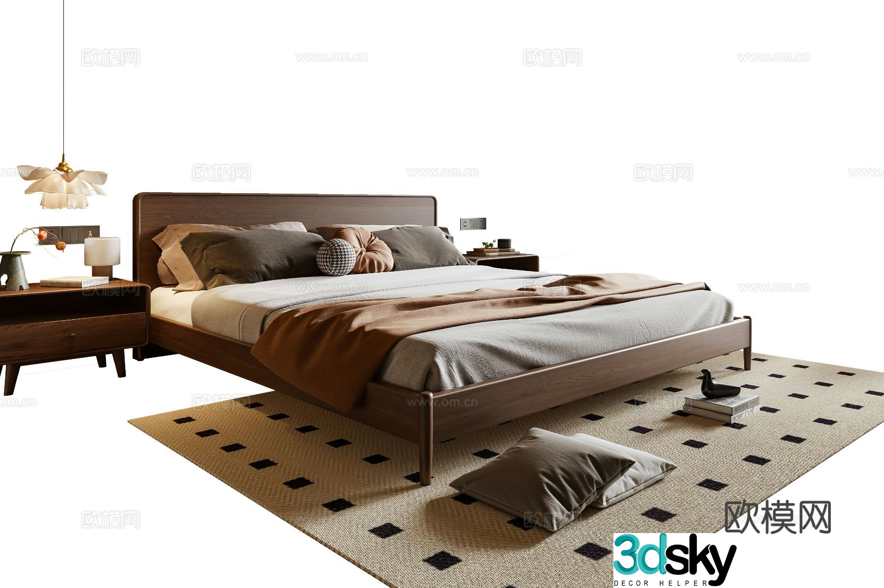 Medieval style double bed 3d model