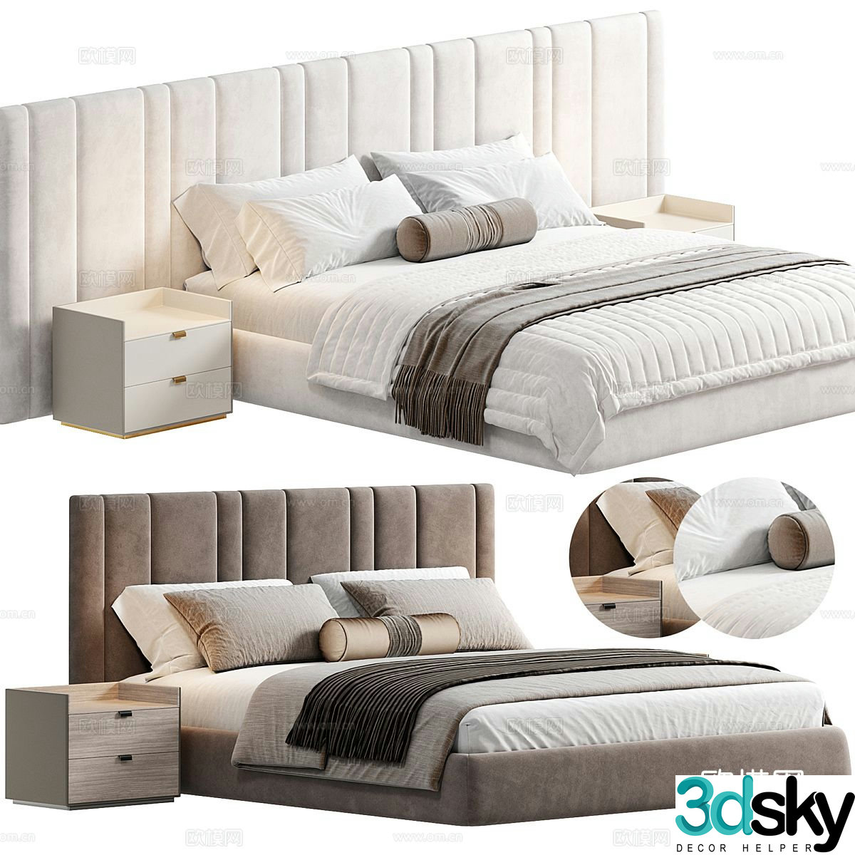 Modern double bed 3d model