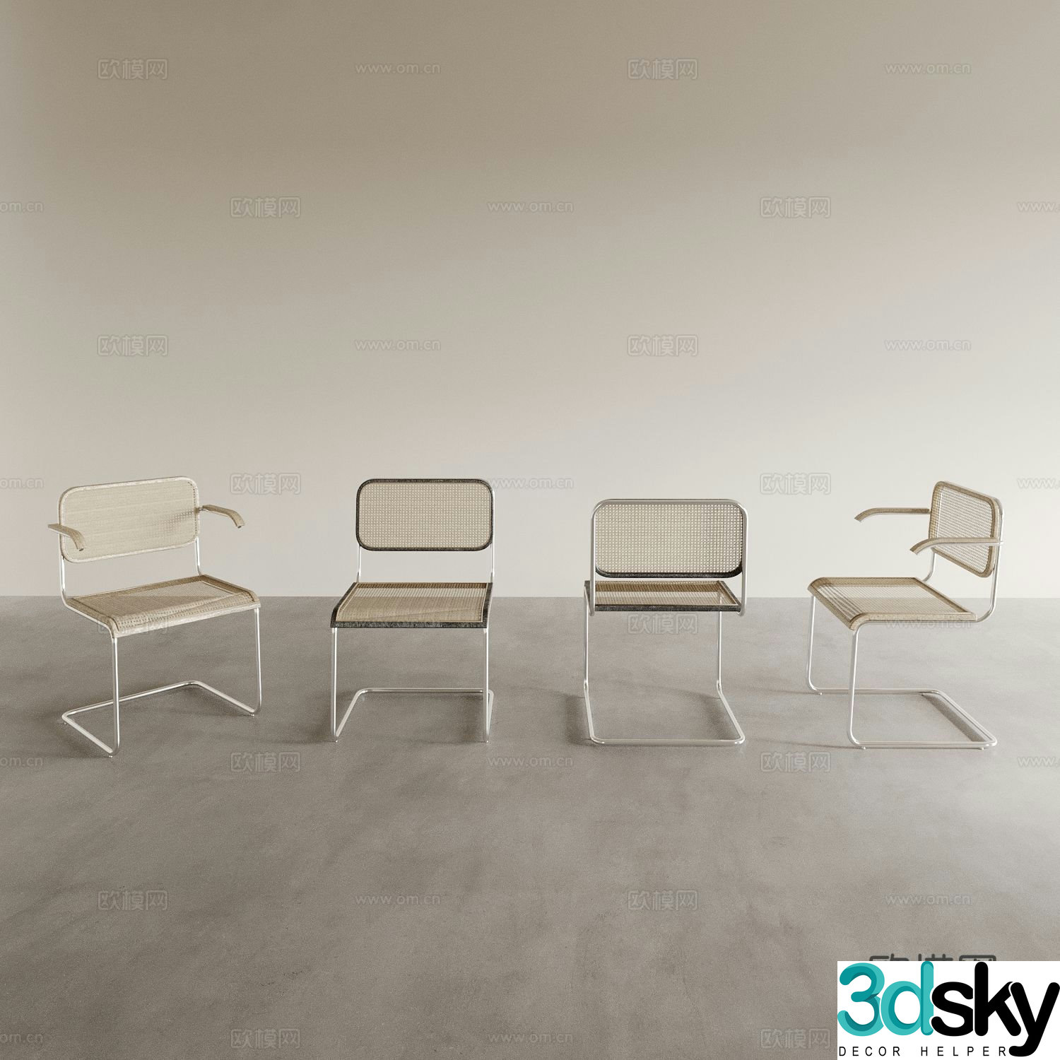 rattan chair dining chair 3d model