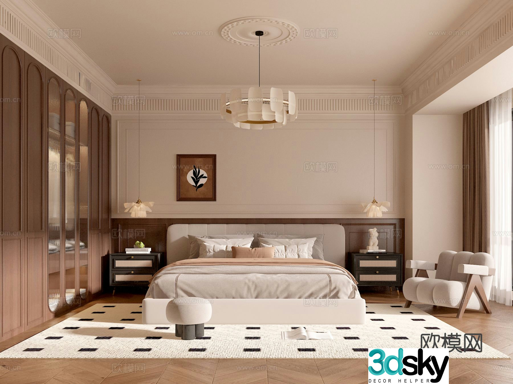Medieval style bedroom master bedroom 3d model