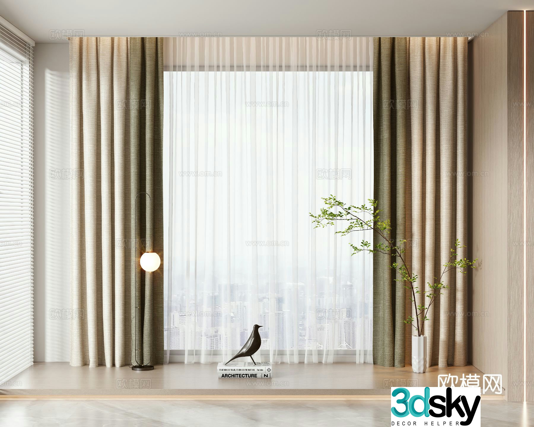 Modern curtains screens gauze curtains 3d model