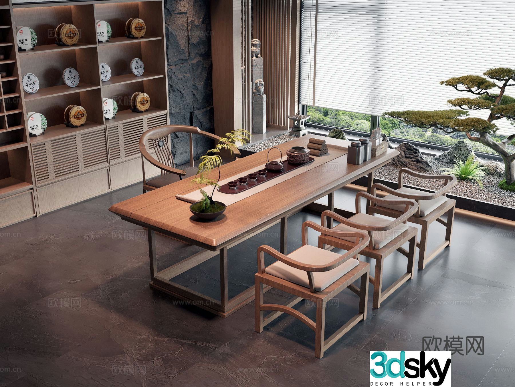 New Chinese style tea table tea table 3d model