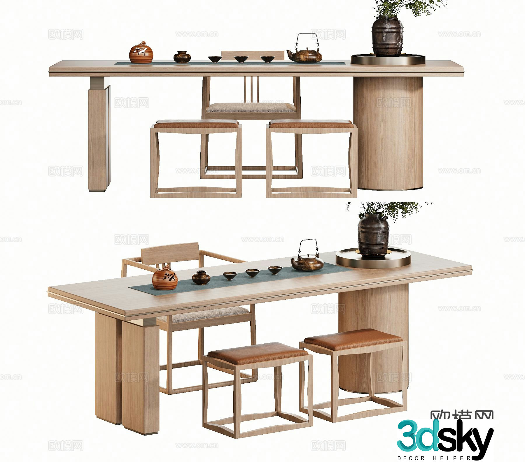 New Chinese style tea table tea table 3d model
