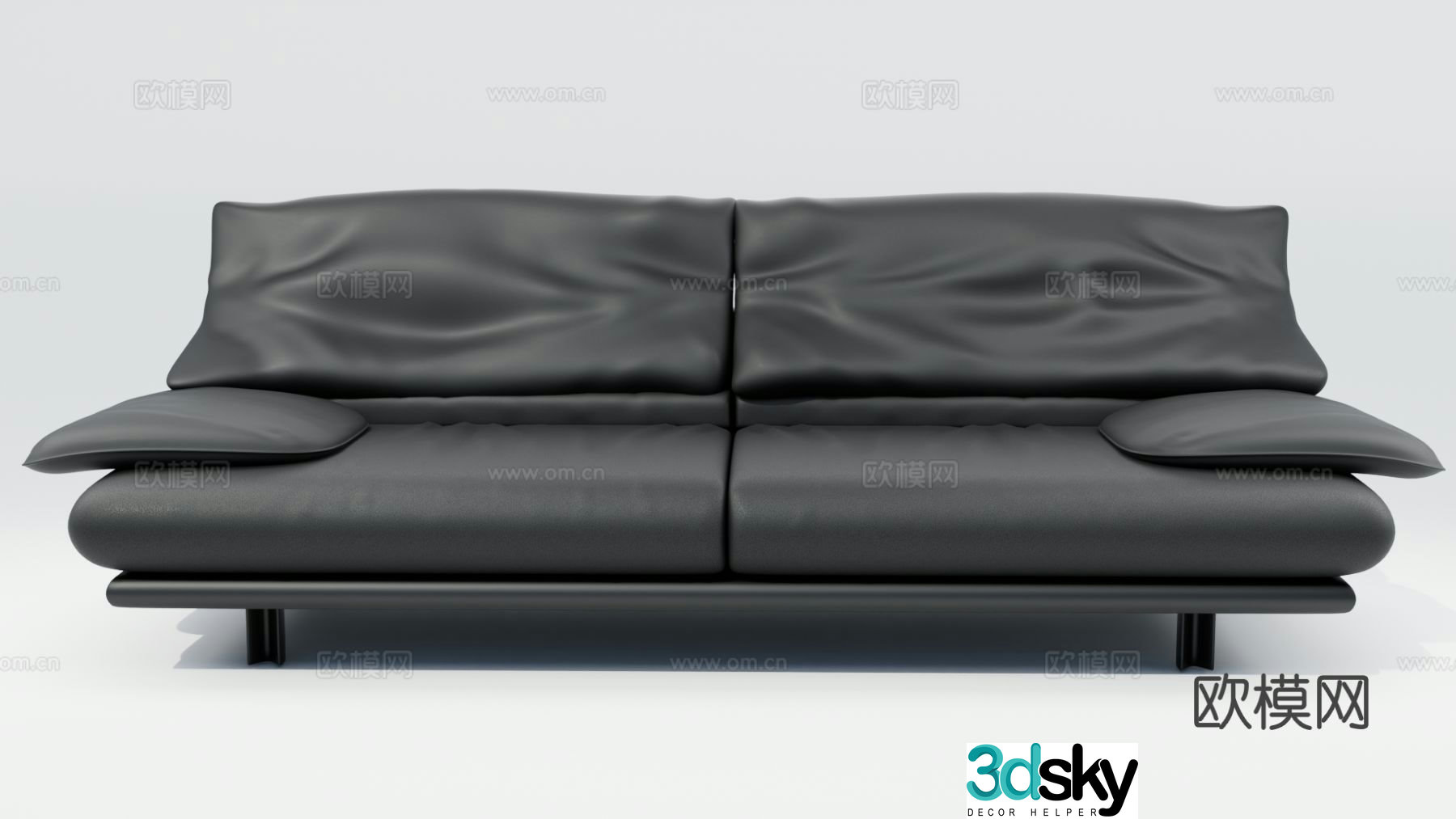 Double sofa leather sofa 3d model