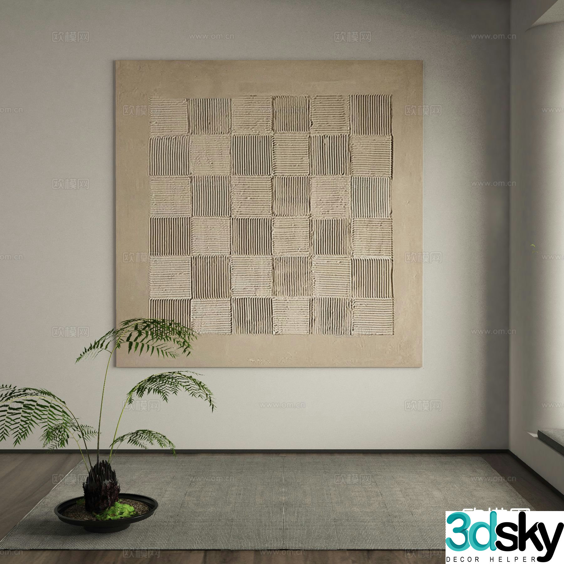 Modern texture painting decorative painting 3d model