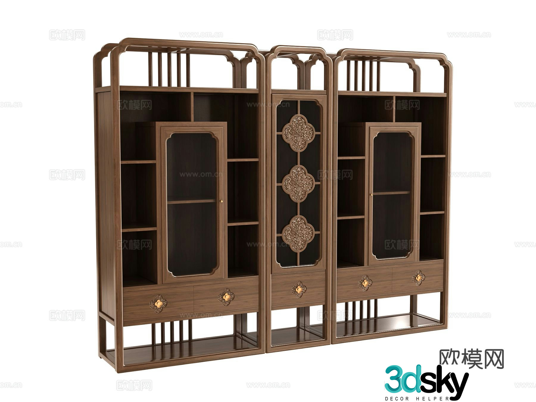 New Chinese style bookcase bookshelf 3d model
