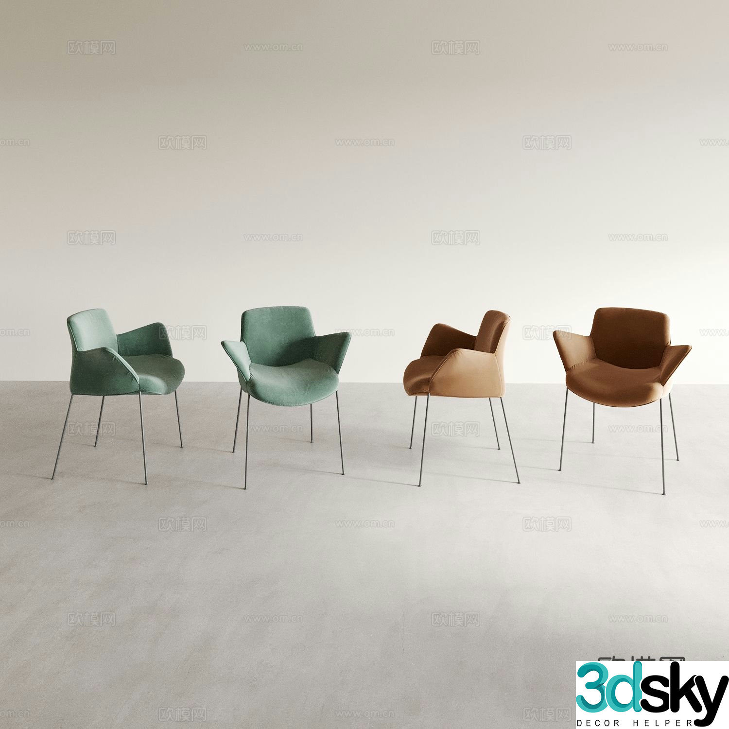 Modern dining chair tea chair leisure chair 3d model