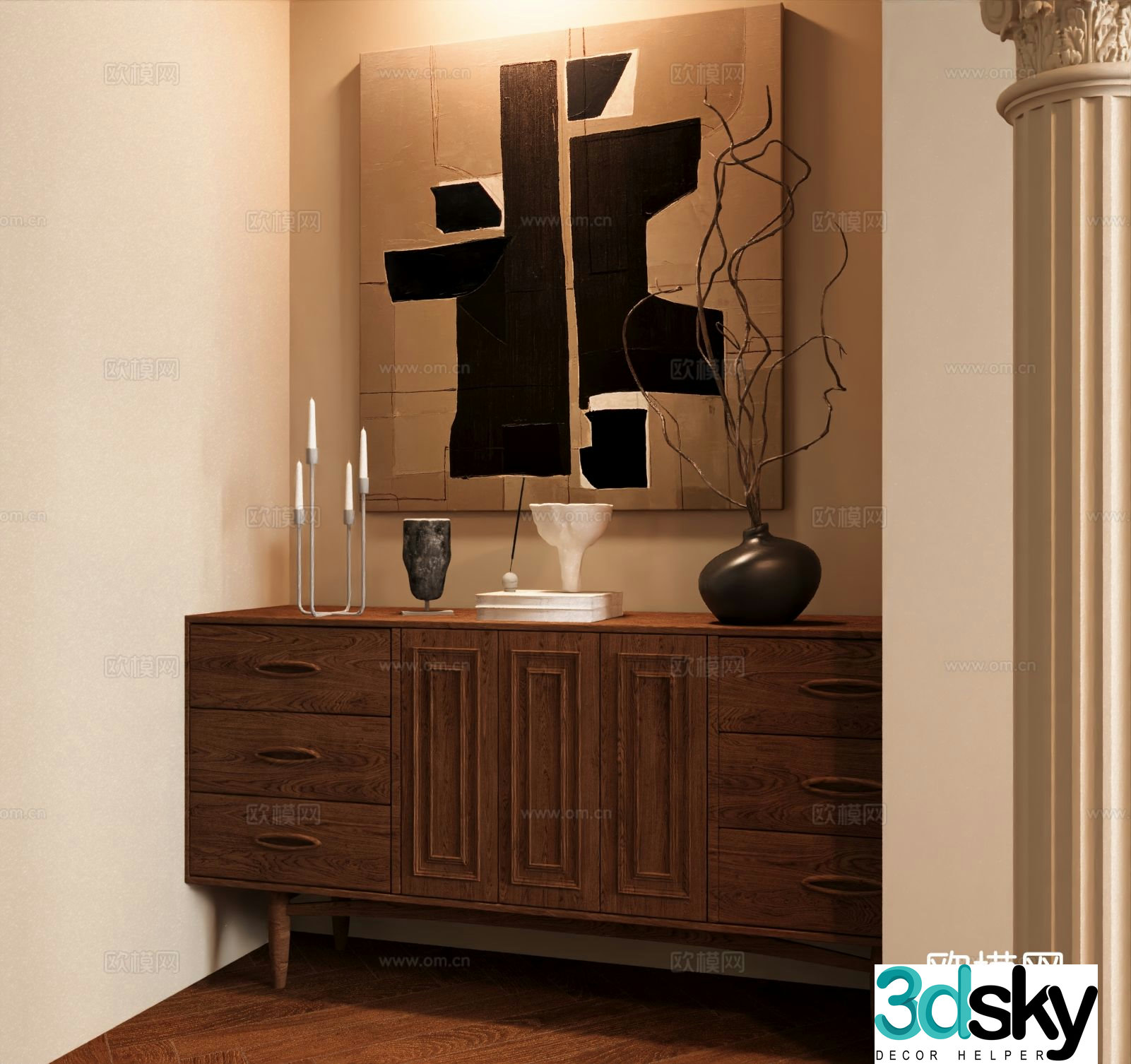 Medieval style entrance cabinet 3D model