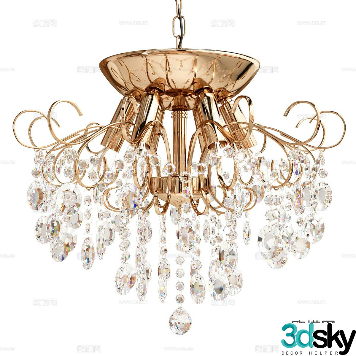 Light luxury chandelier crystal lamp 3d model