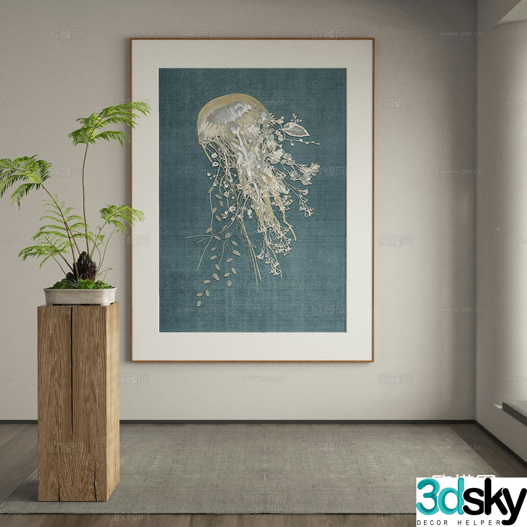 New Chinese texture painting decorative painting 3D model