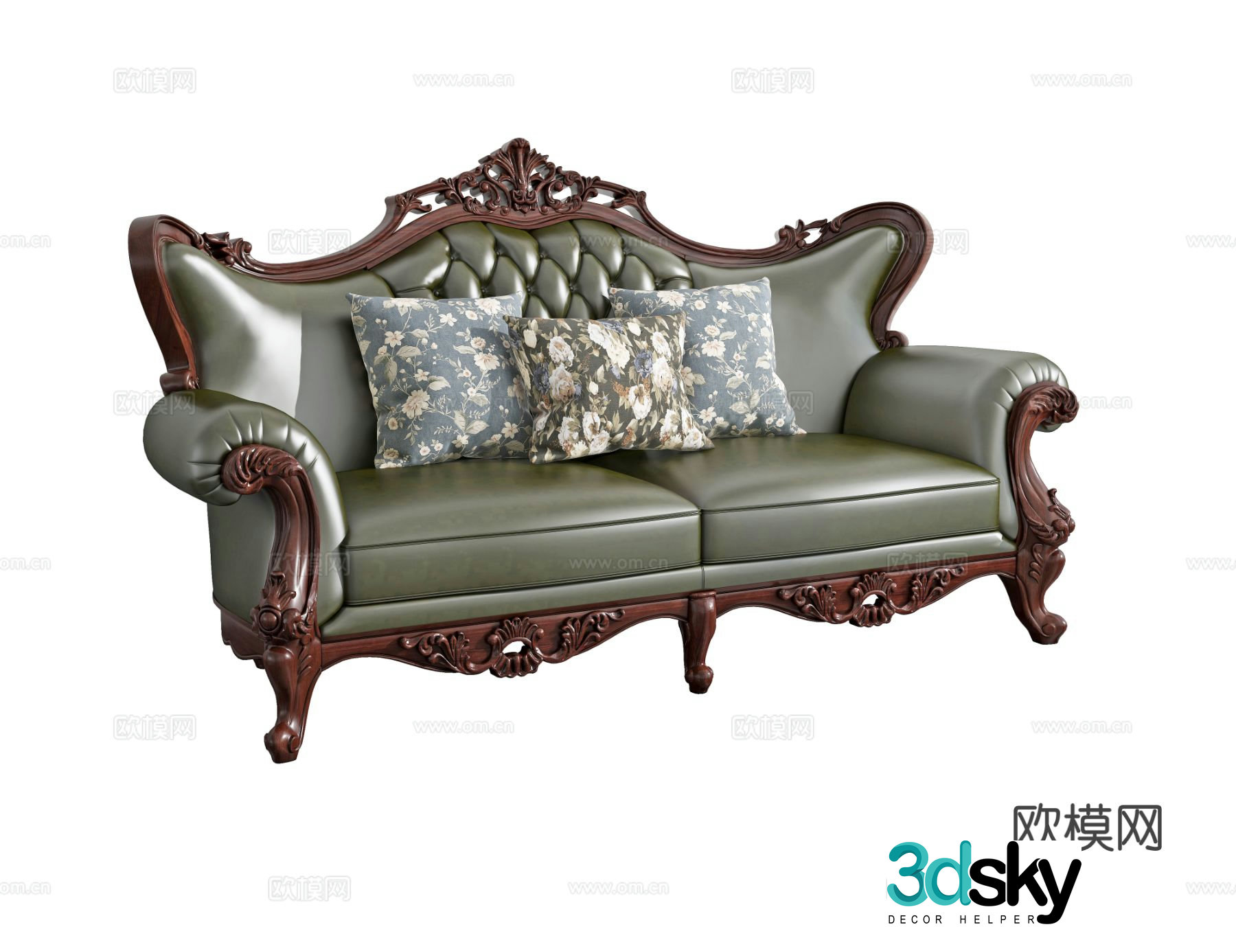 Double sofa leather sofa 3d model