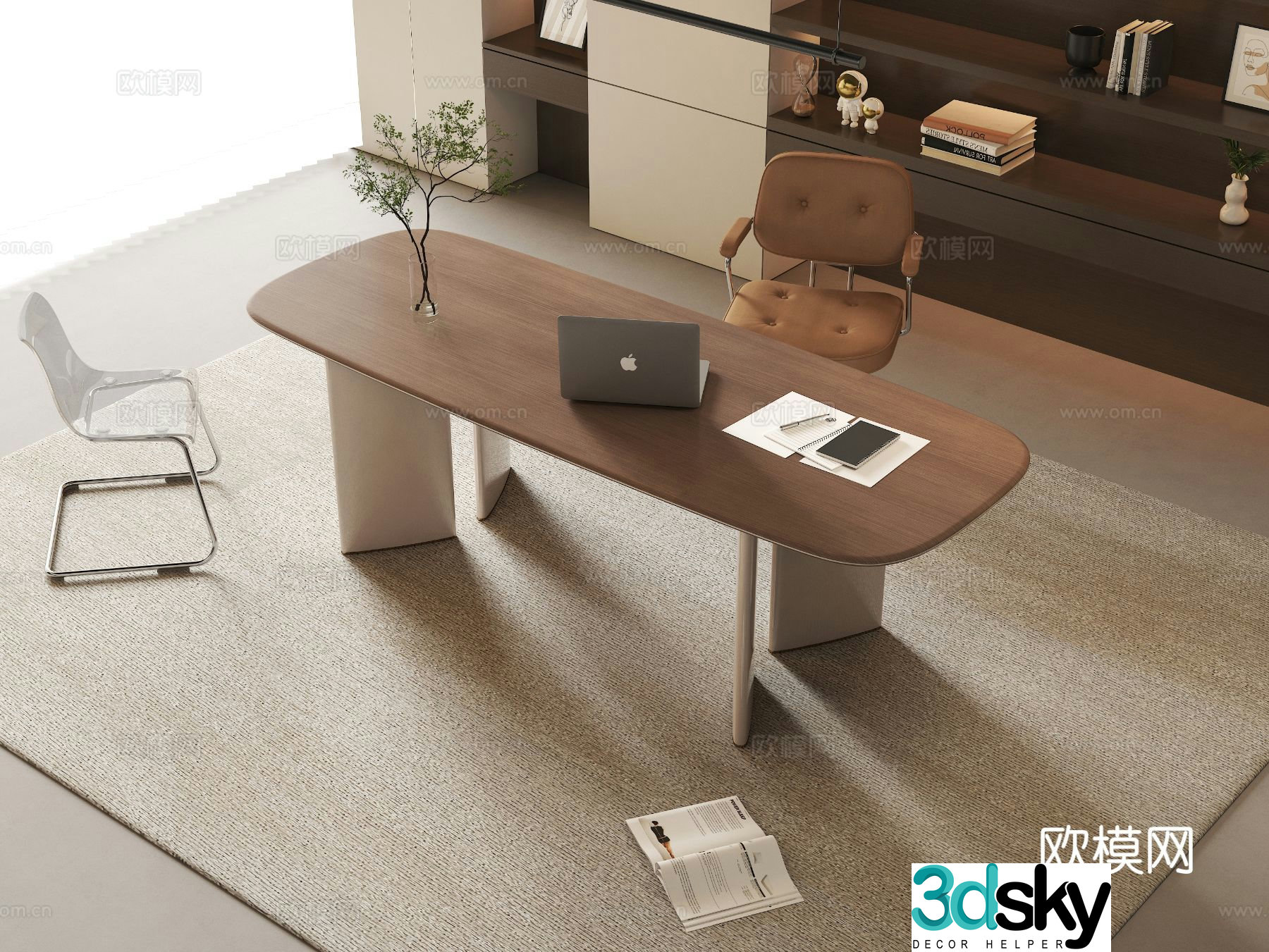 Wabi Sabi Desk Front Desk Boss Desk 3D Model