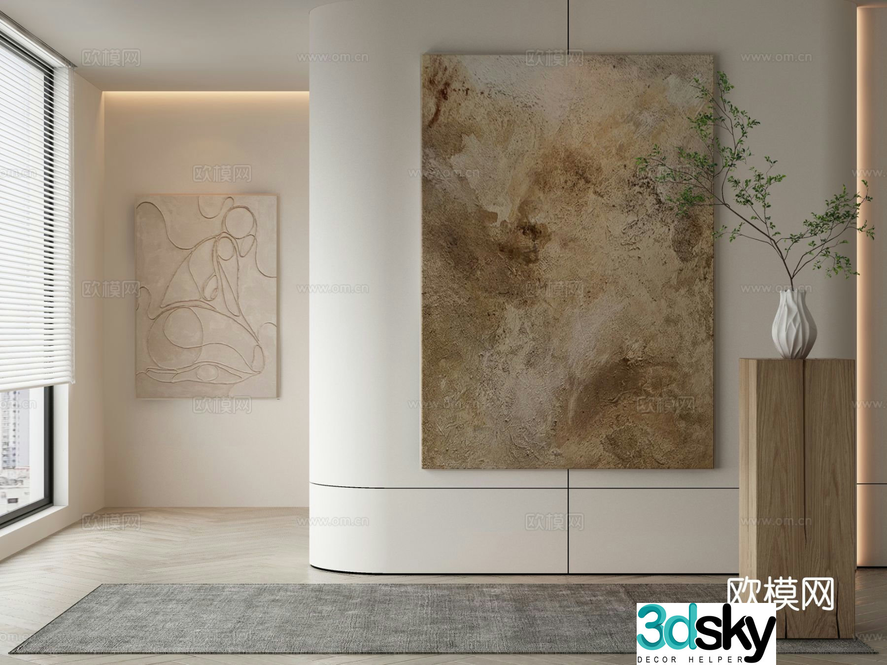 Modern texture painting decorative painting 3d model