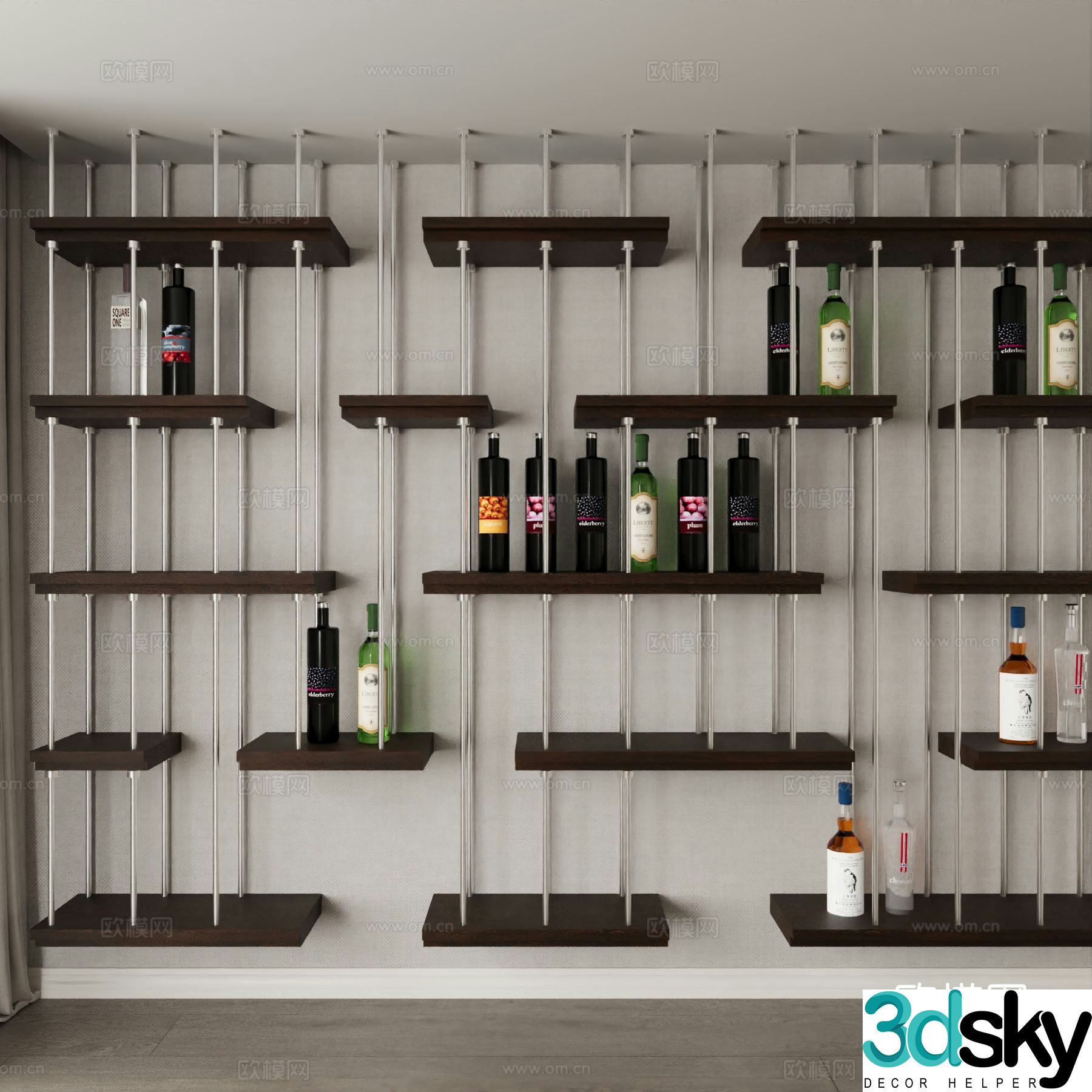 Modern wine rack wine bottle 3d model