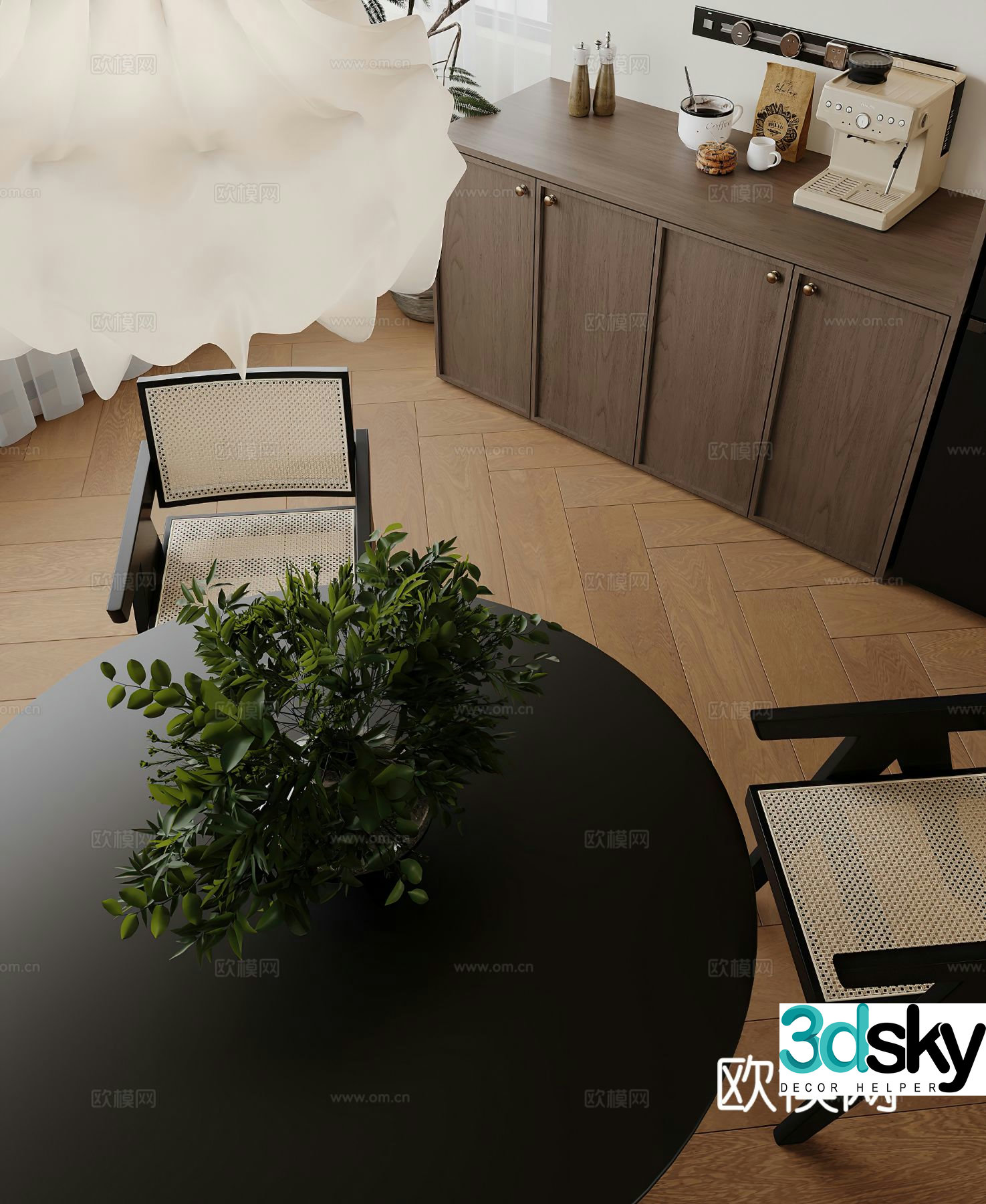 Medieval style entrance cabinet and side cabinet 3D model