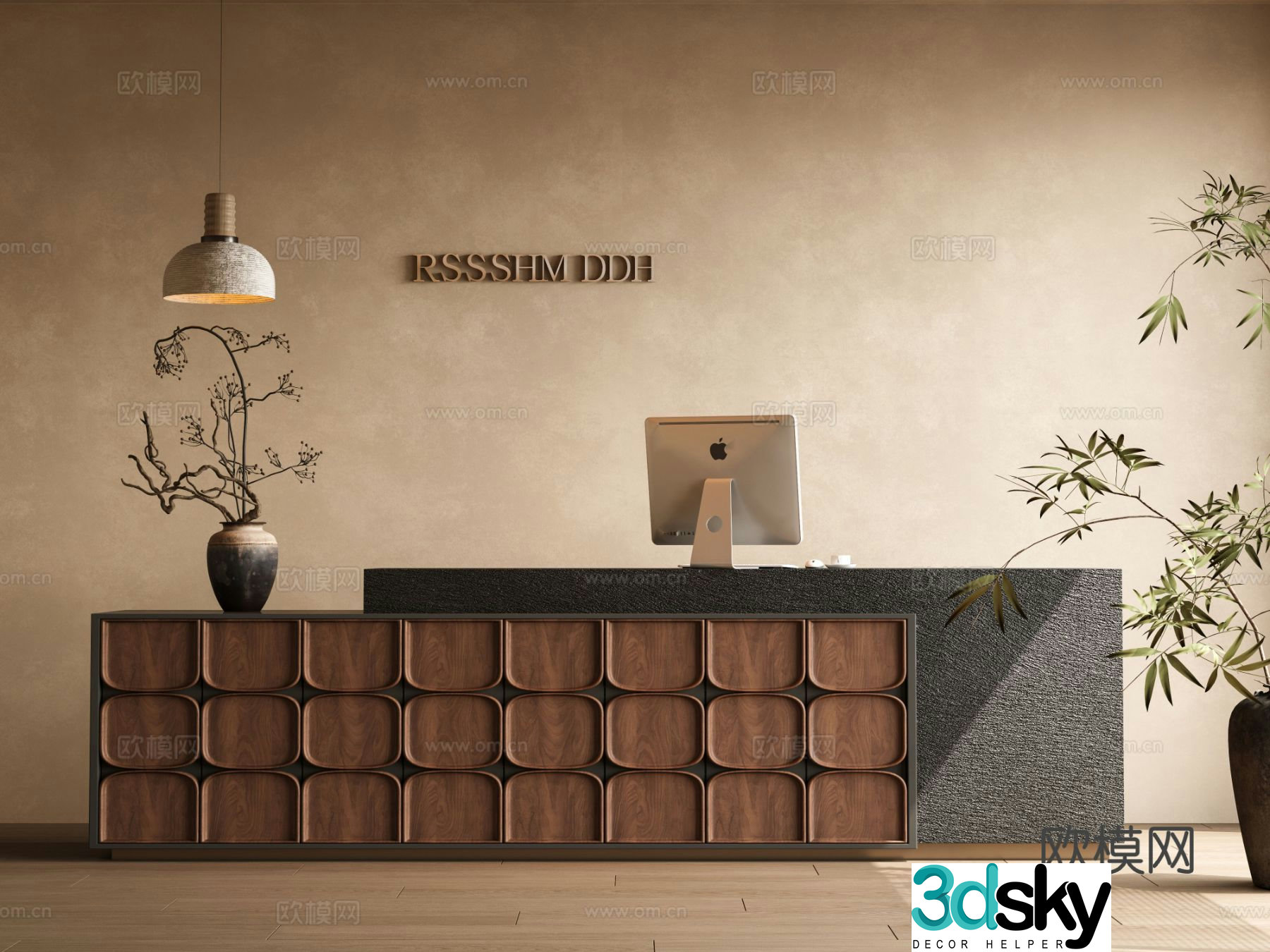 Medieval style front desk reception desk service desk 3d model