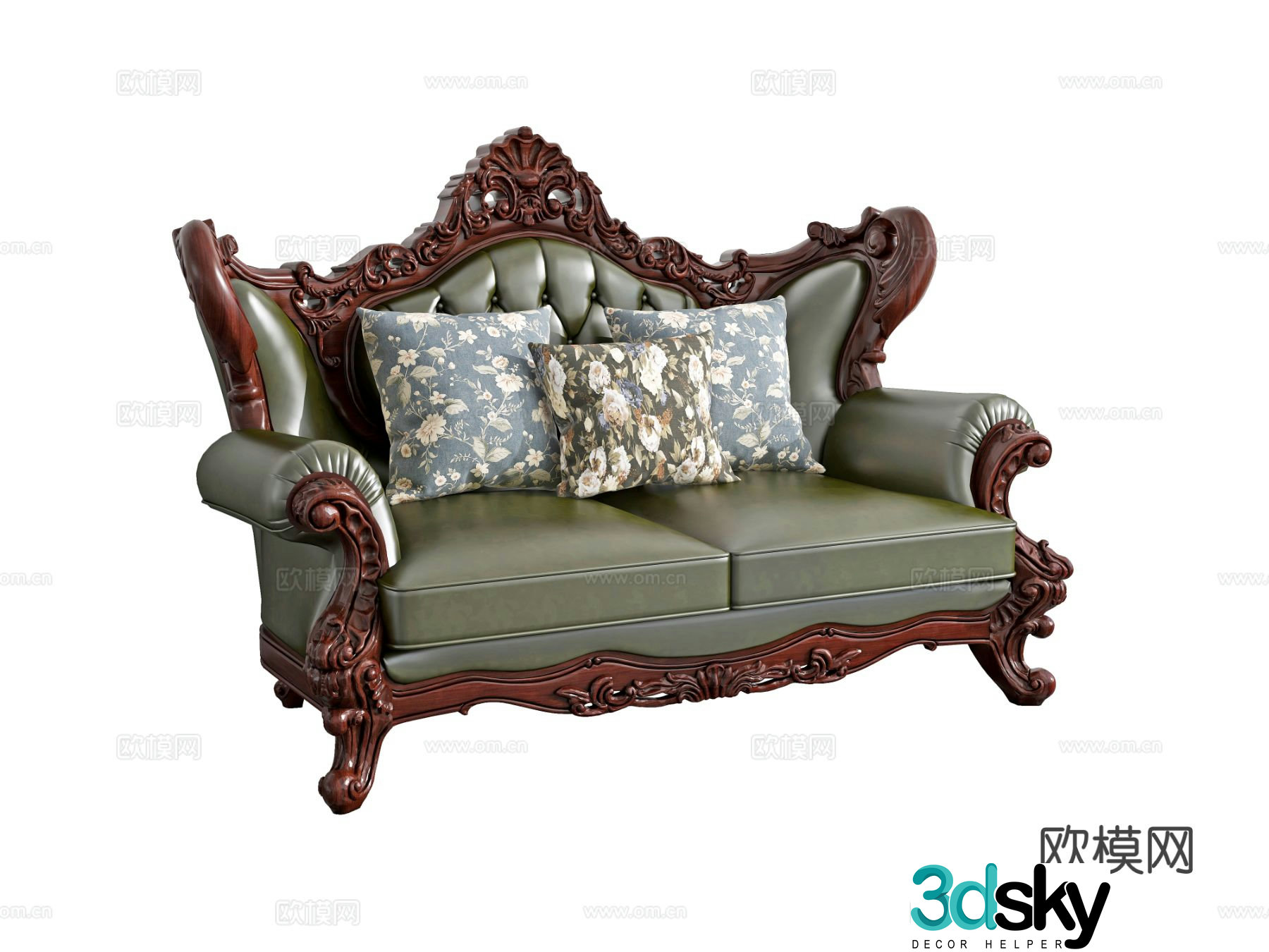 Double sofa leather sofa 3d model