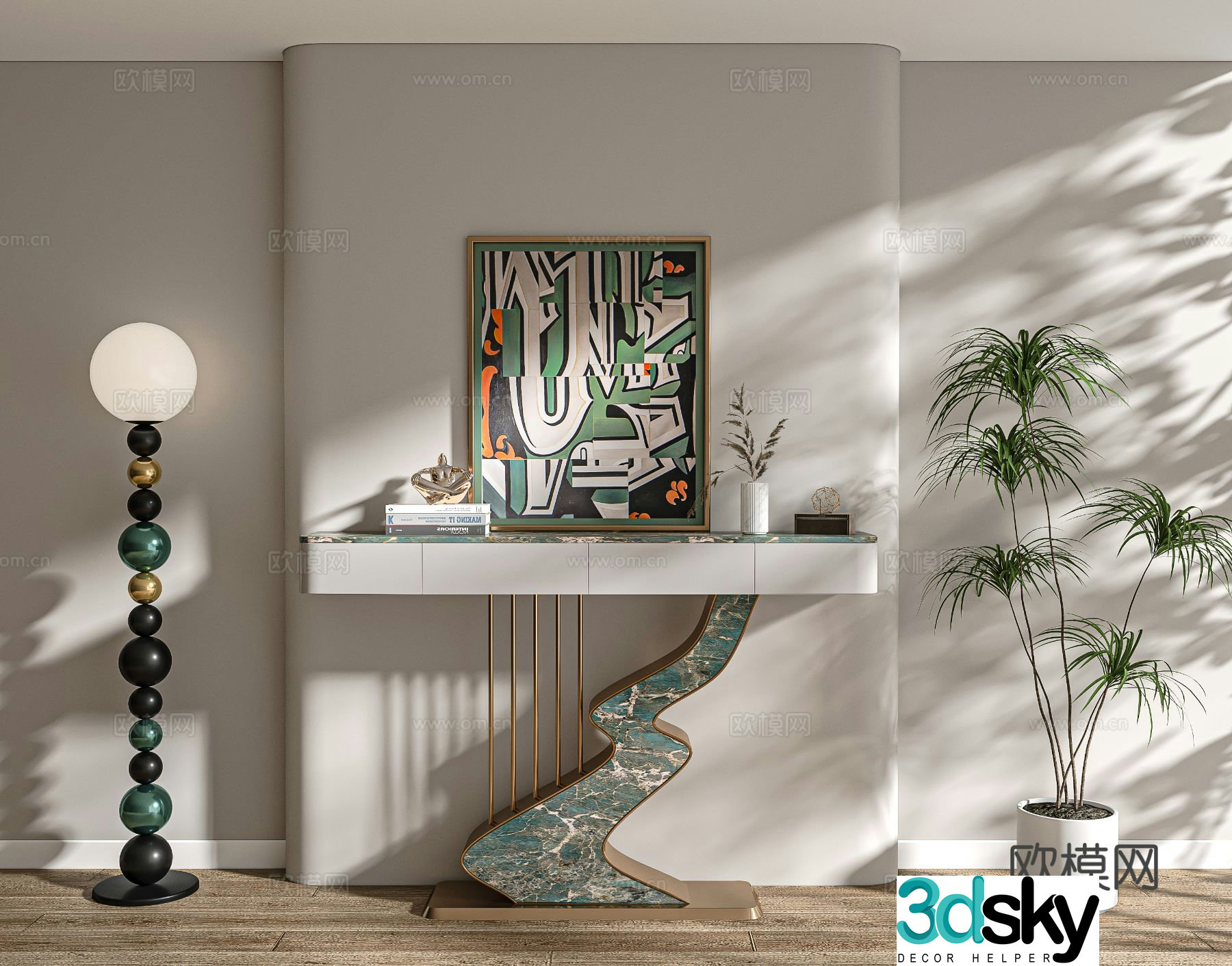 Modern side view cabinet 3D model