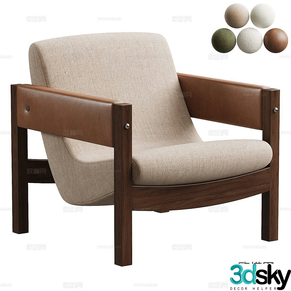 Medieval style chair leisure chair 3d model