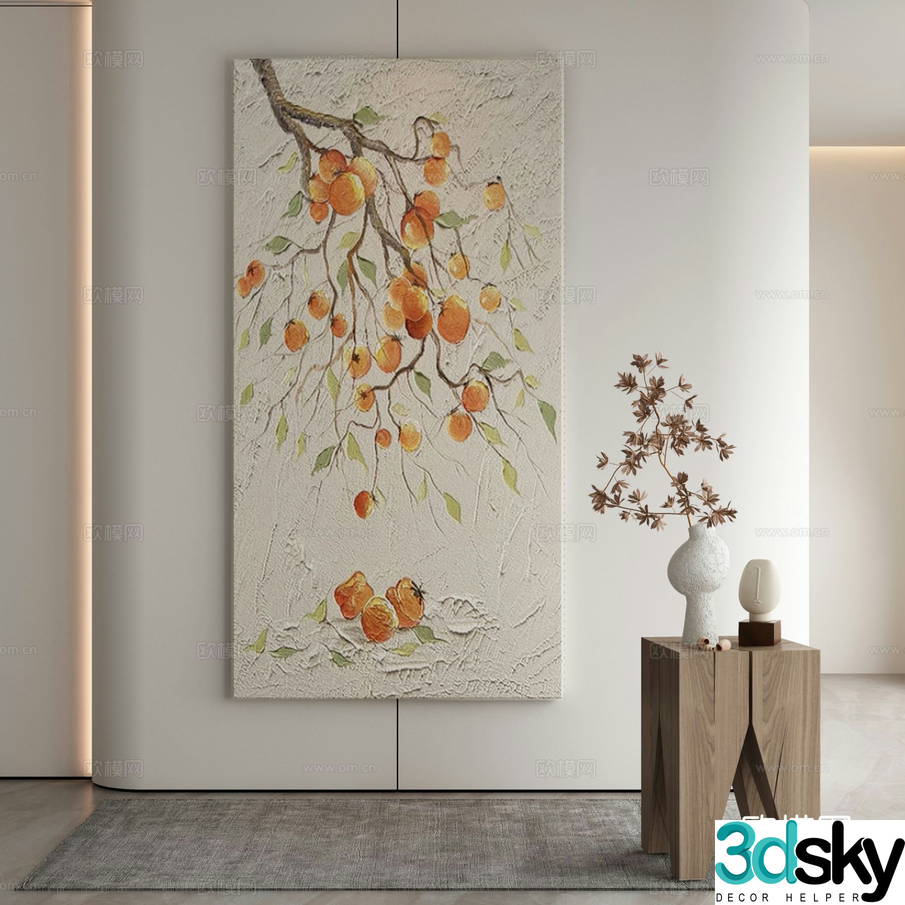 New Chinese texture painting decorative painting 3D model