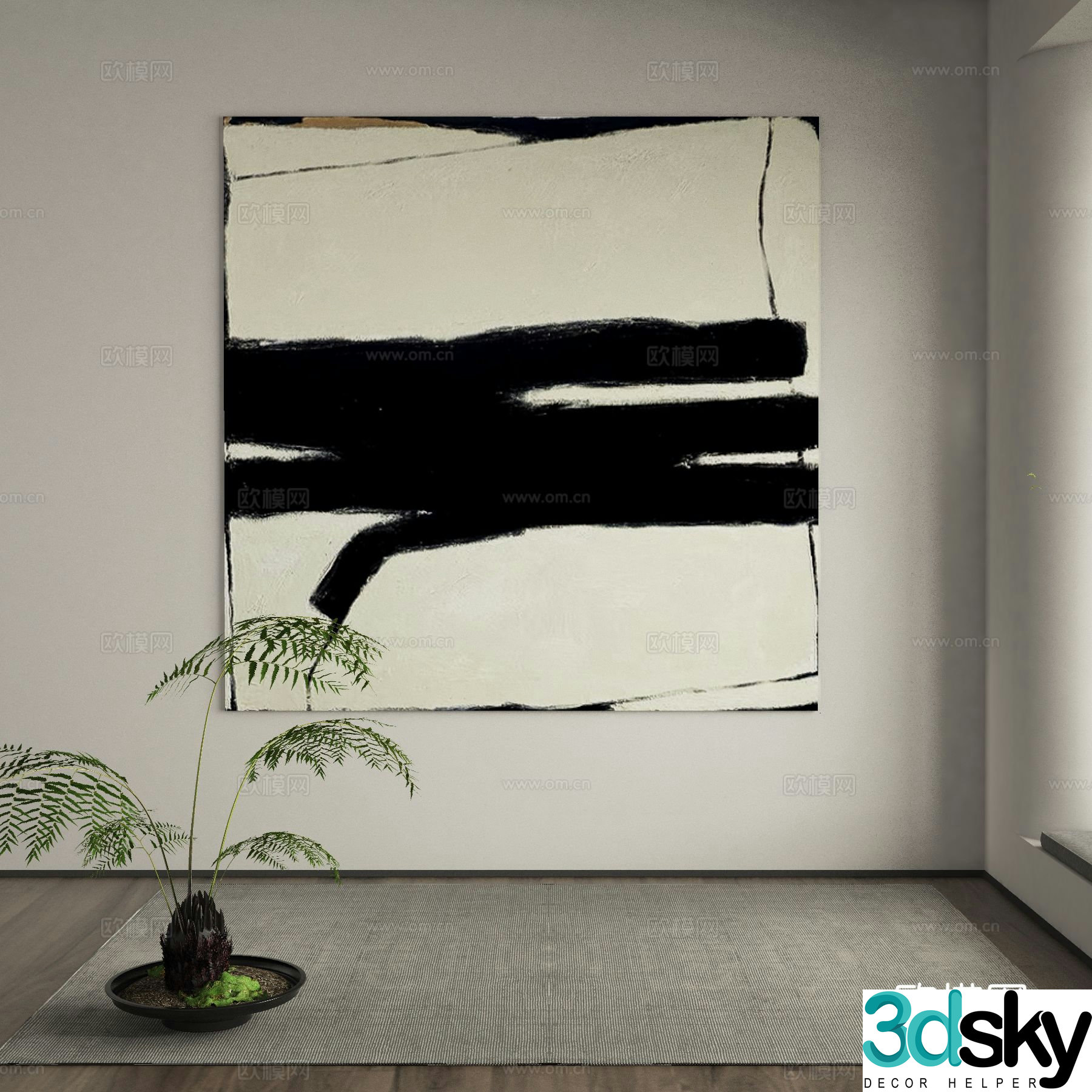 Modern texture painting decorative painting 3d model