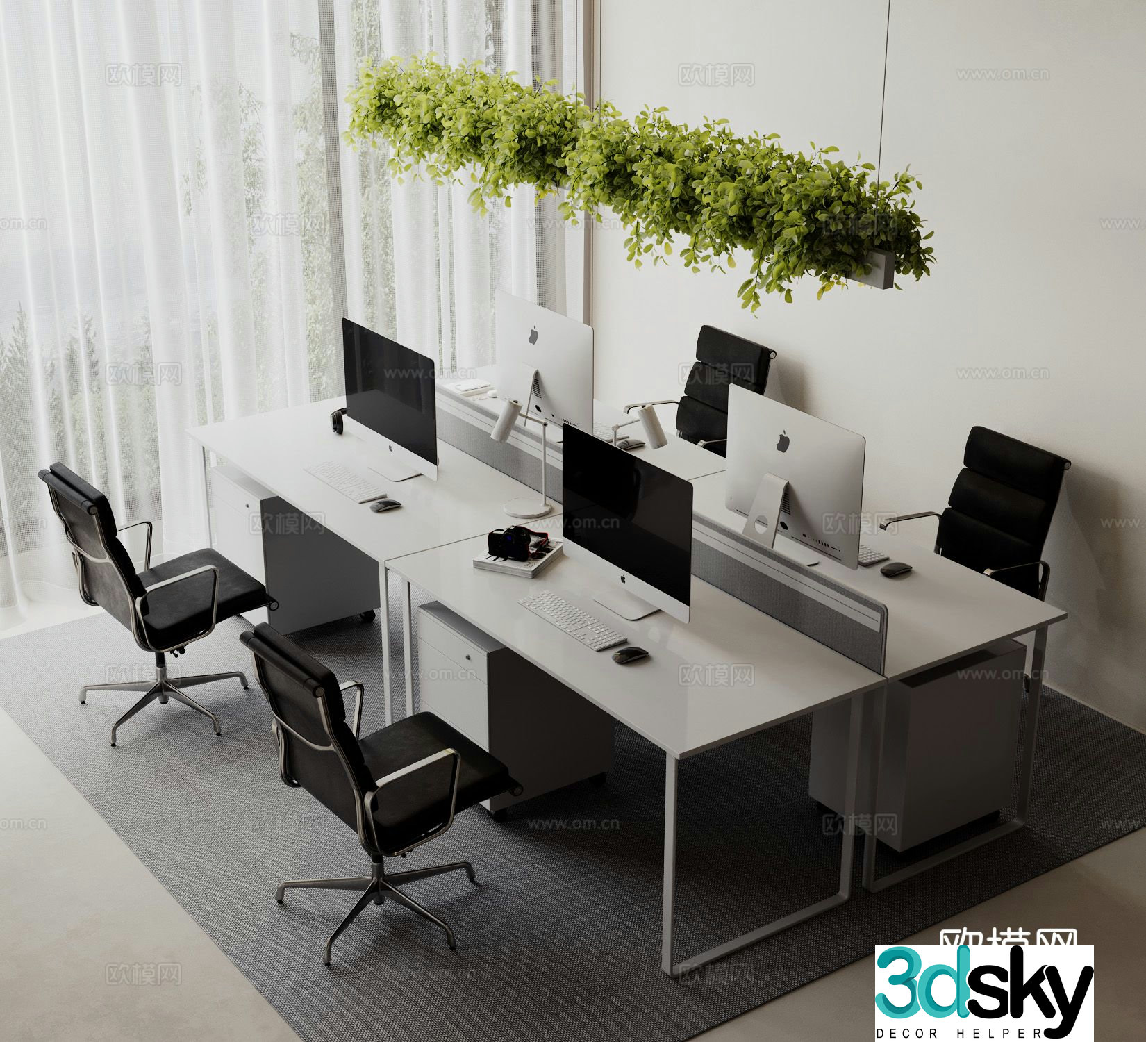 Modern office desk and chair 3d model