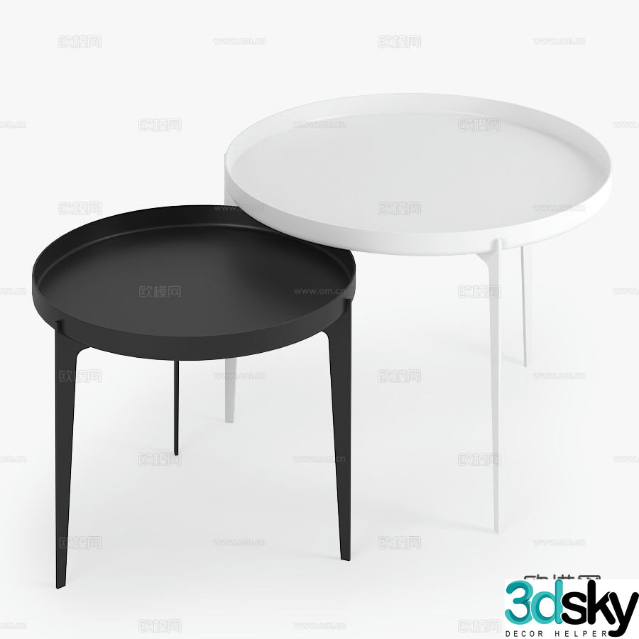 Illusion modern corner table side table round table table table 3d model