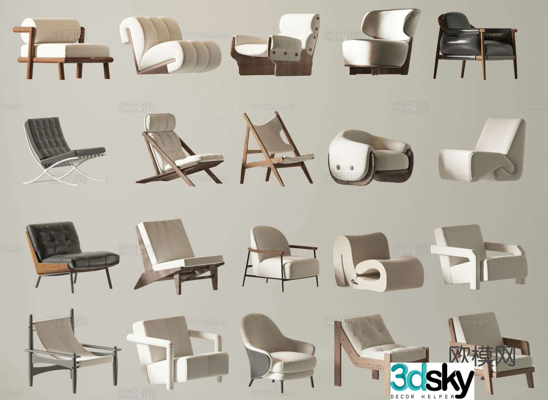 wabi-sabi chair leisure chair armchair 3d model