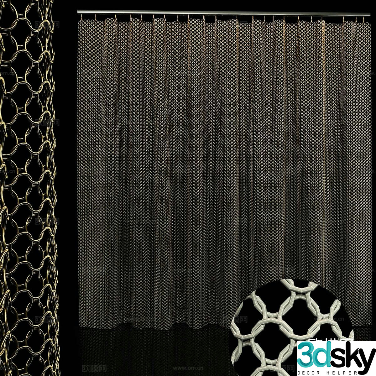 Metal chain curtain 3d model