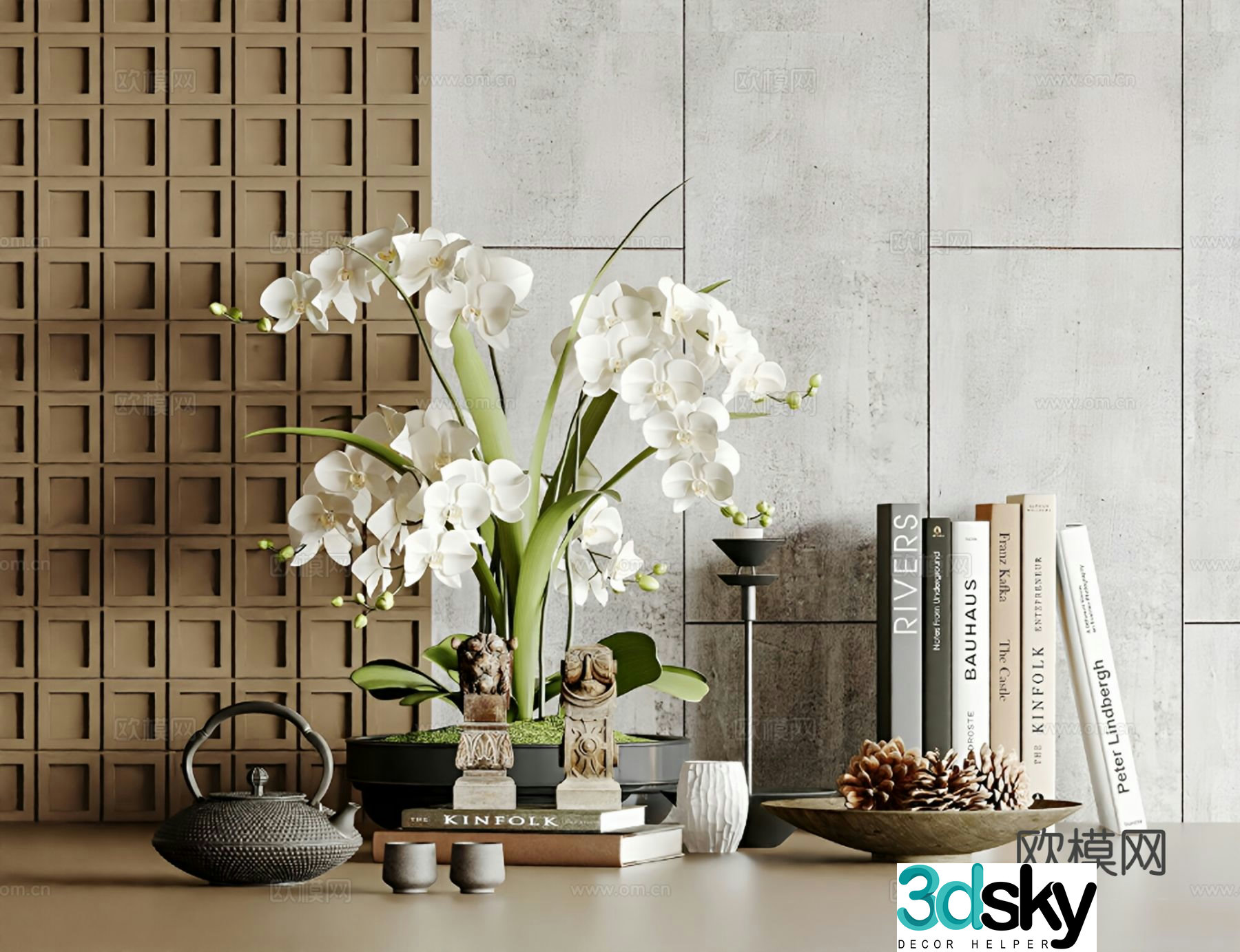 New Chinese style tableware vase books 3d model